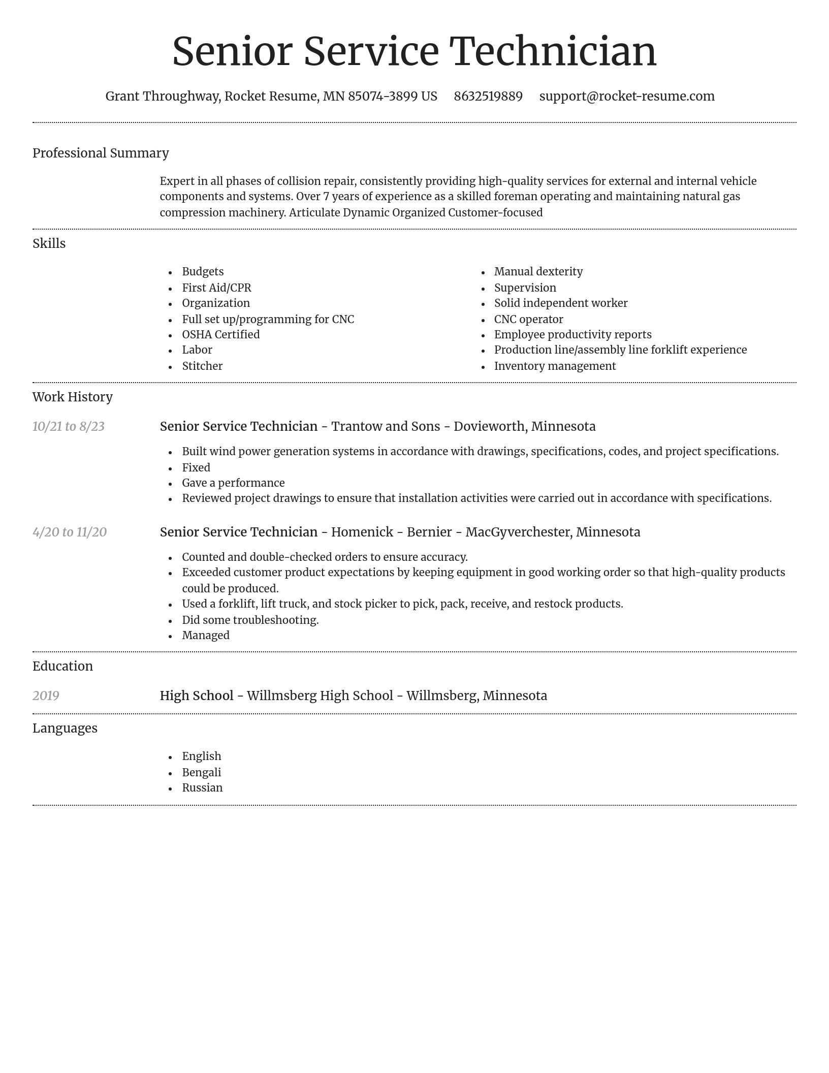 Dignified resume template