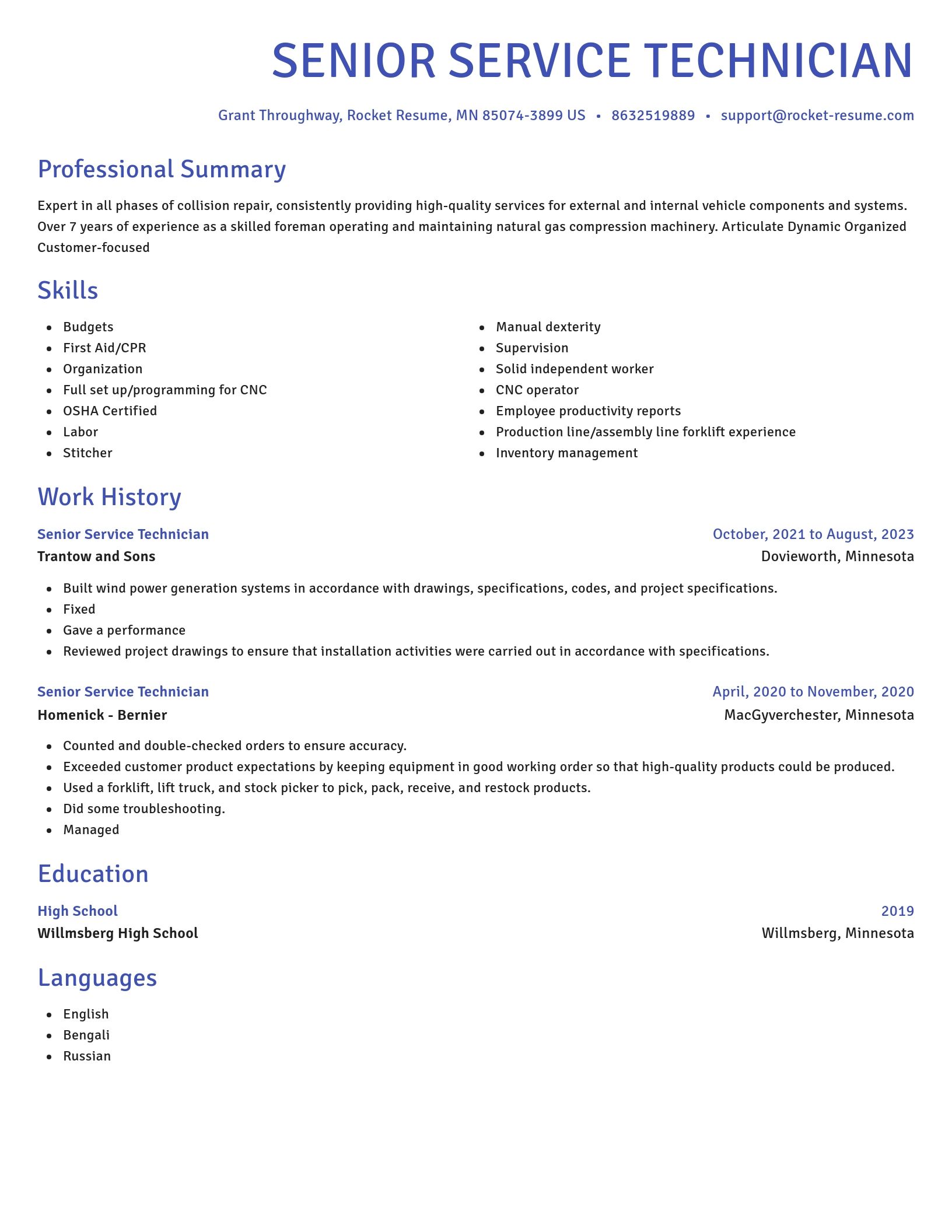Novel resume template