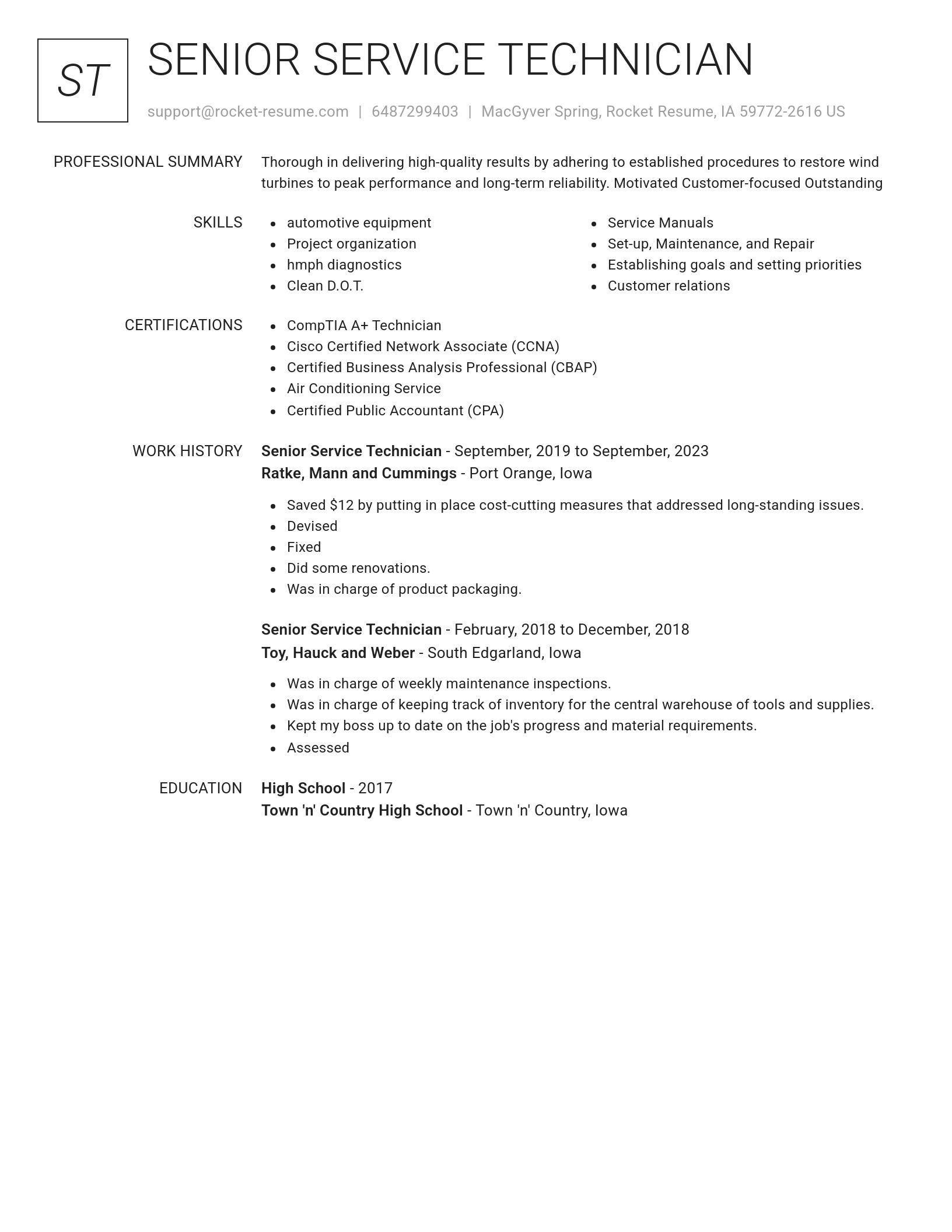 Renowned resume template