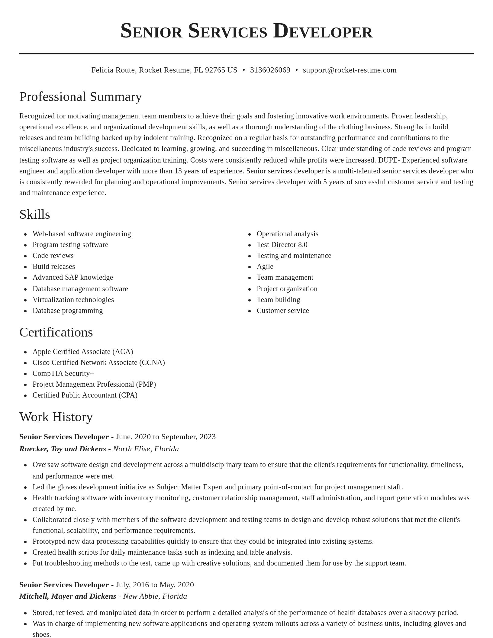 Classic resume template