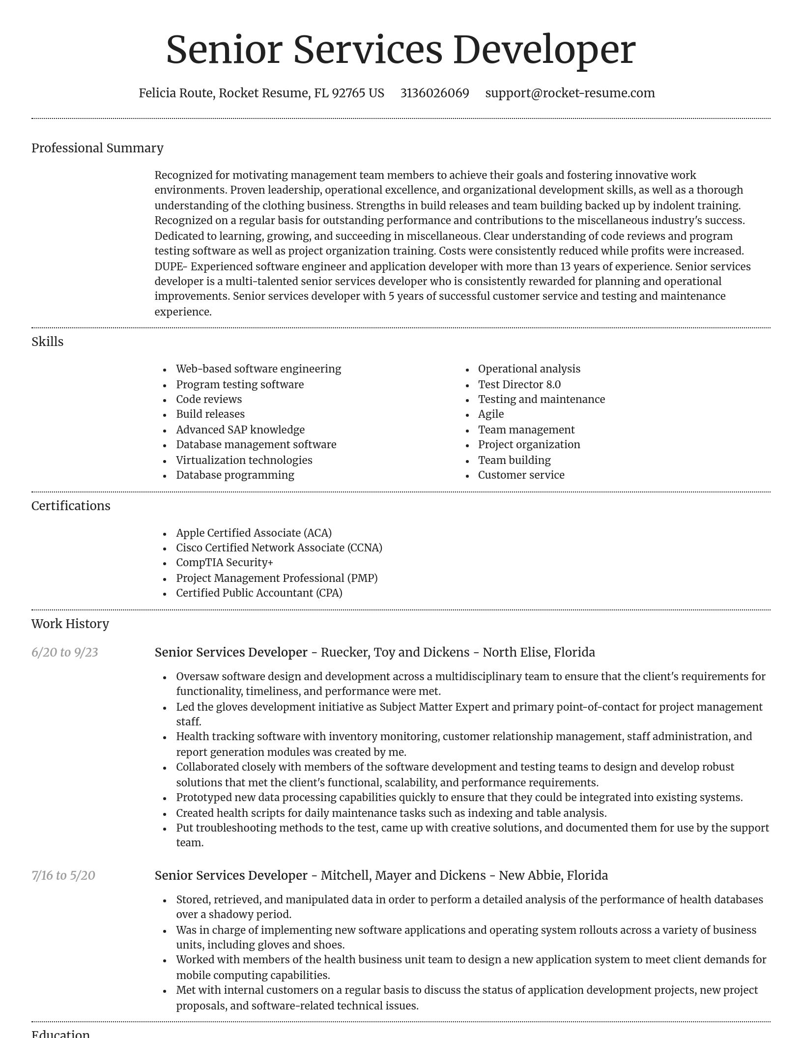 Dignified resume template