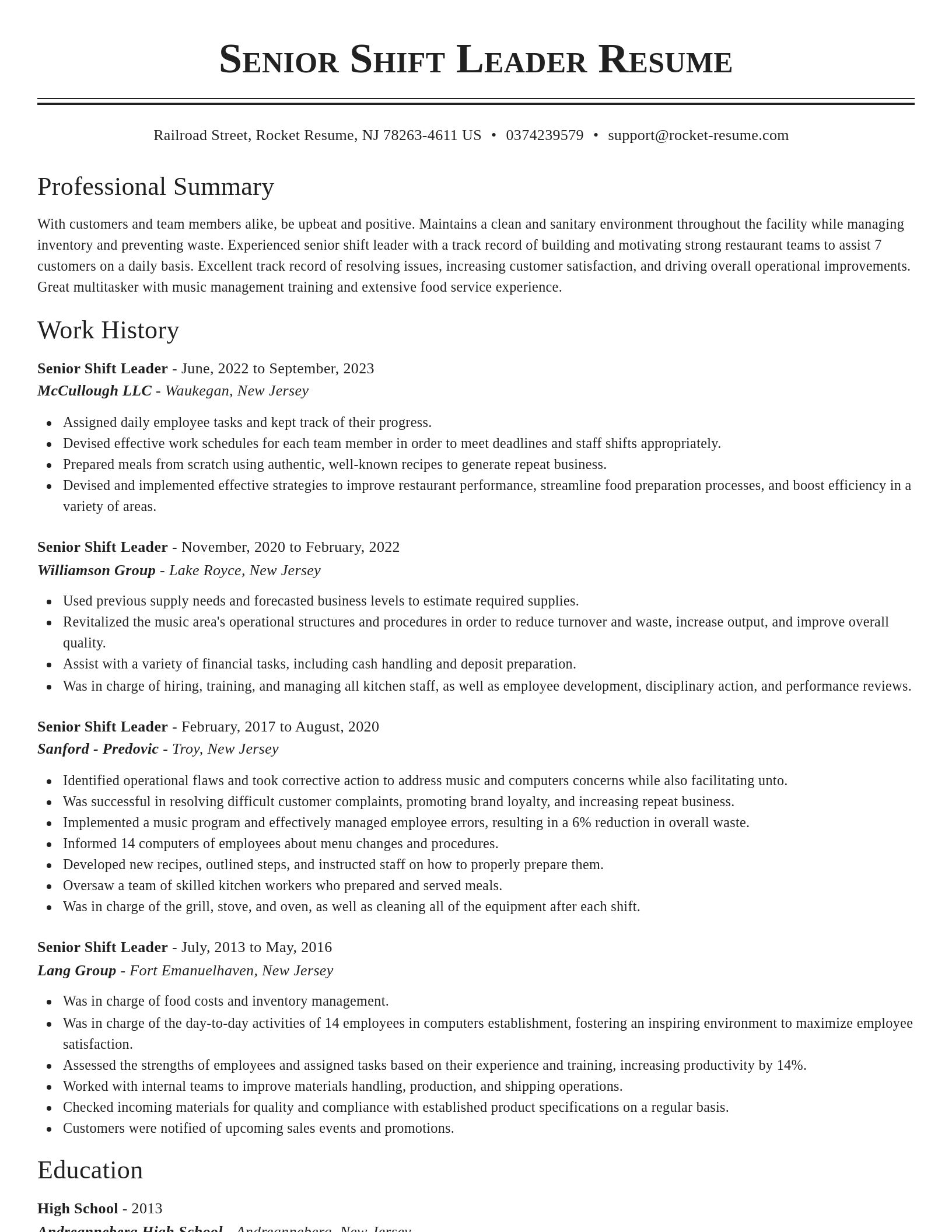 Classic resume template