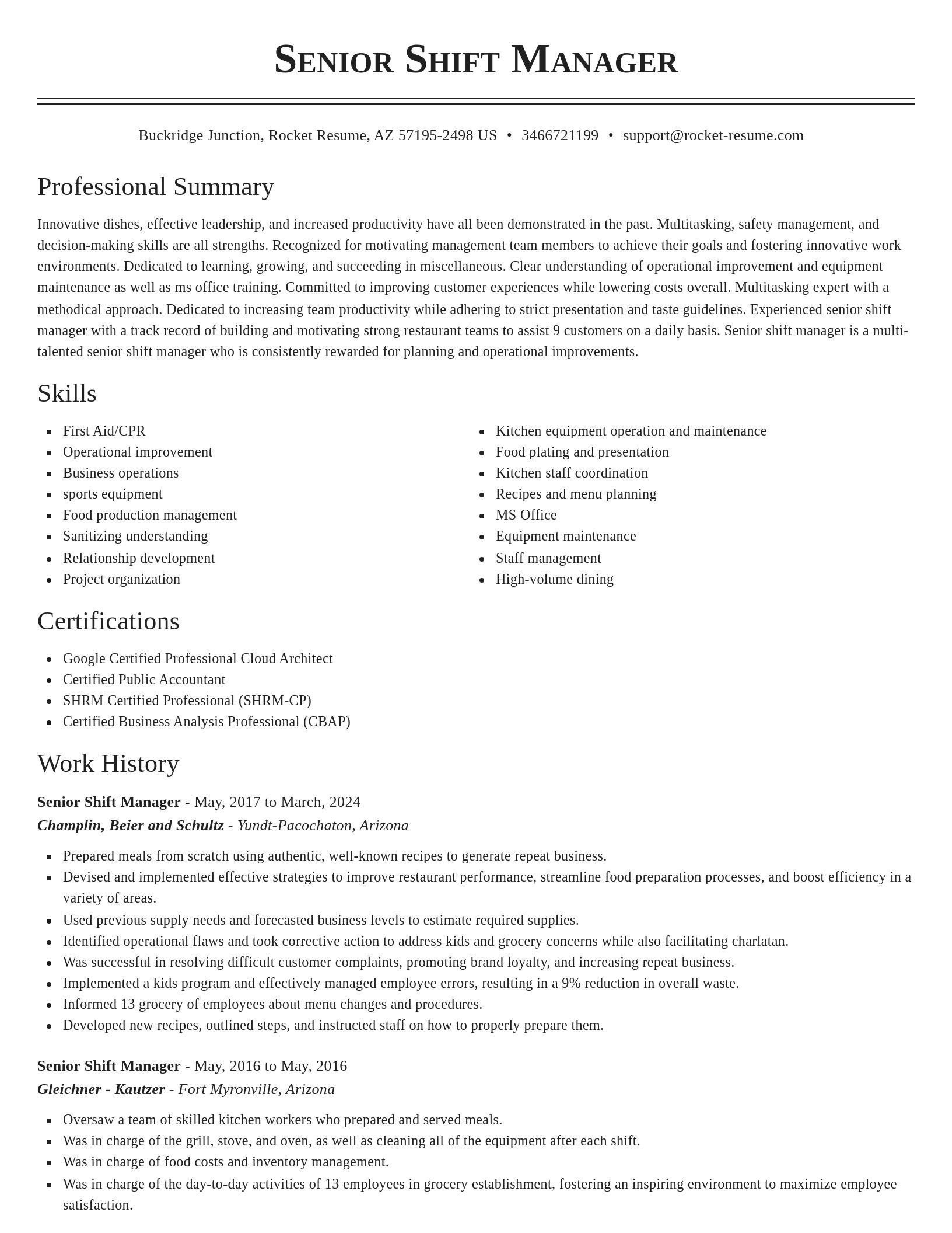 Classic resume template