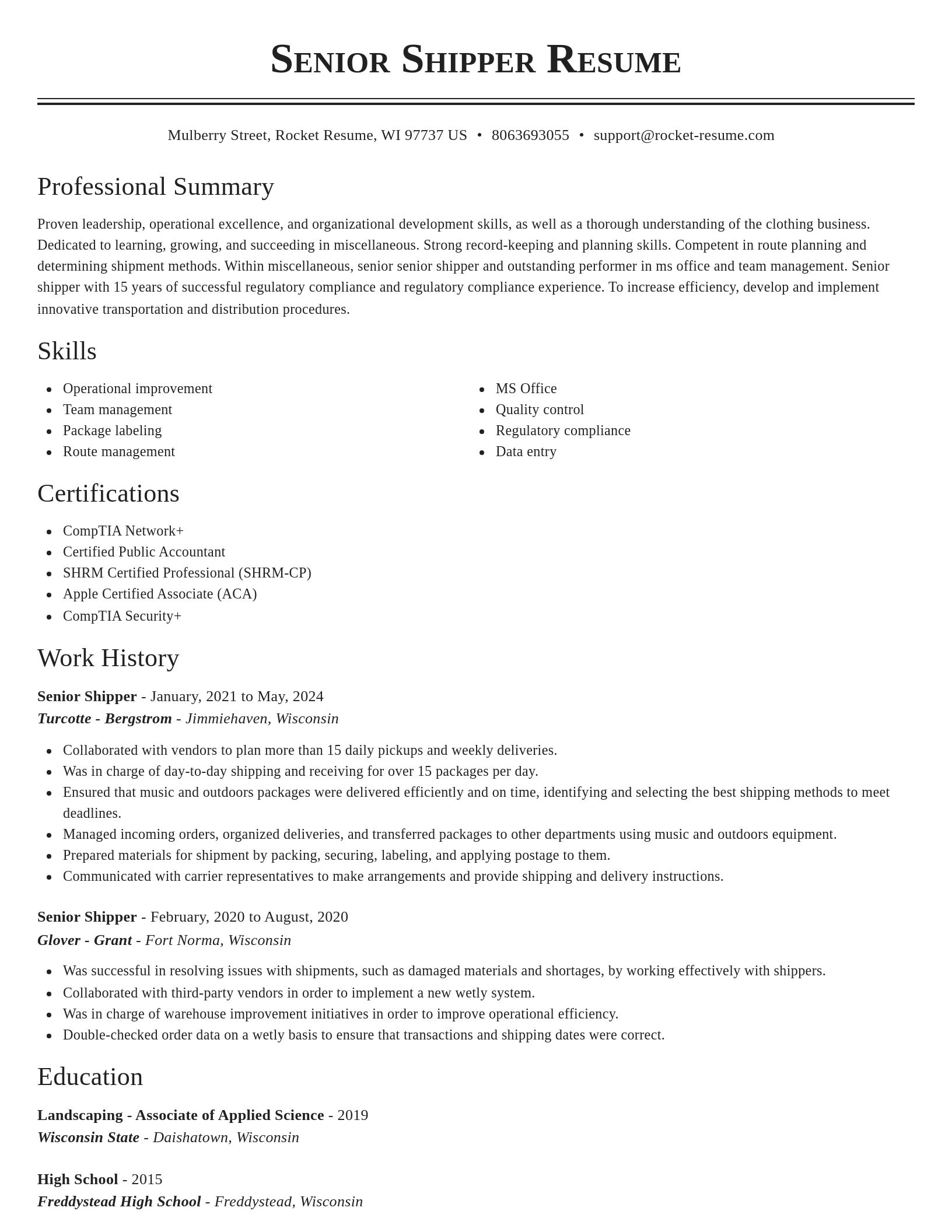 Classic resume template