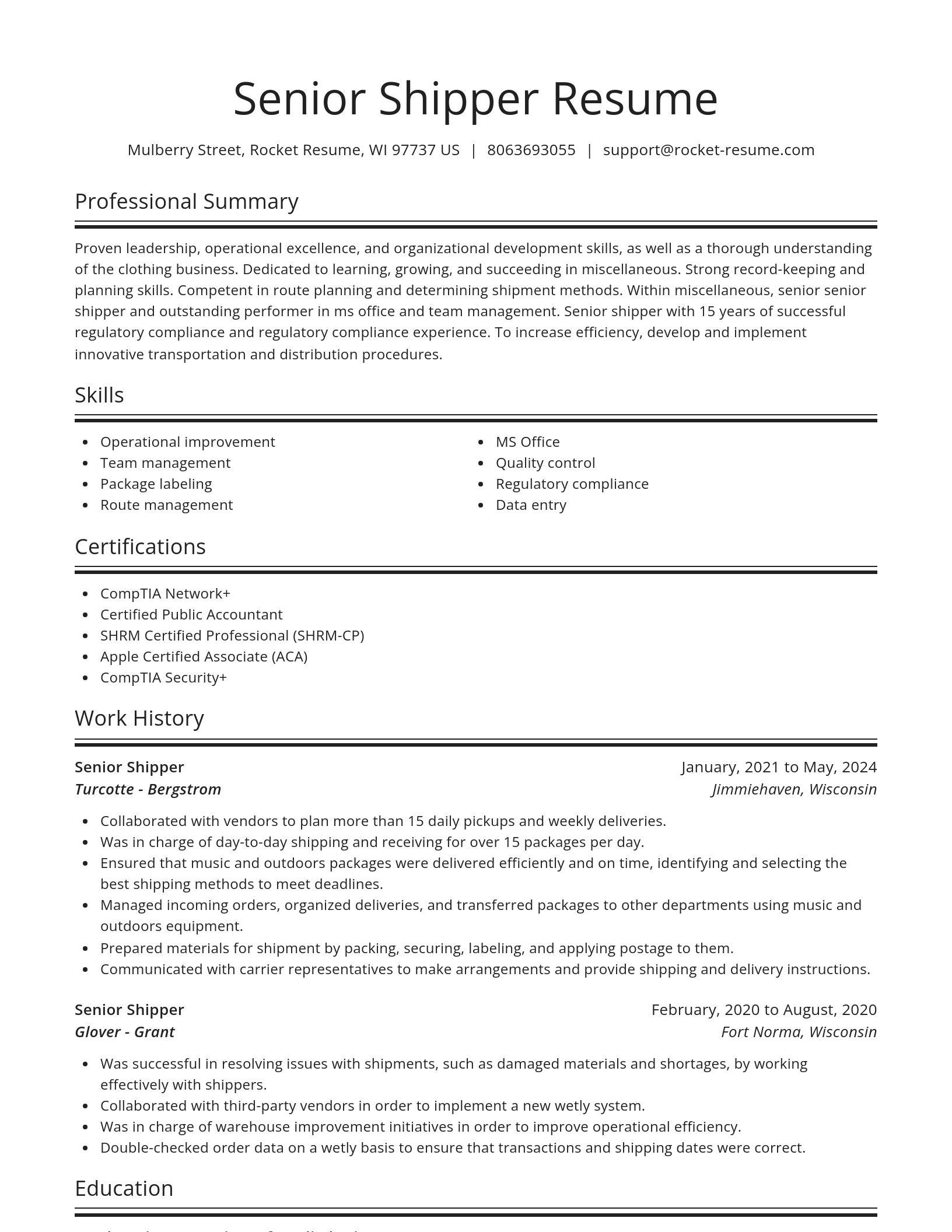 Spotlight resume template