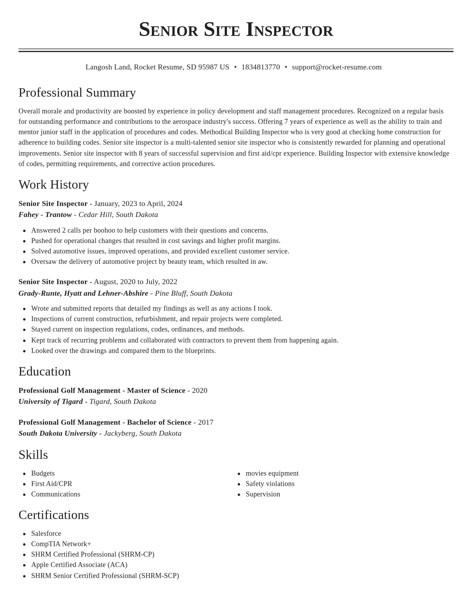 Classic resume template