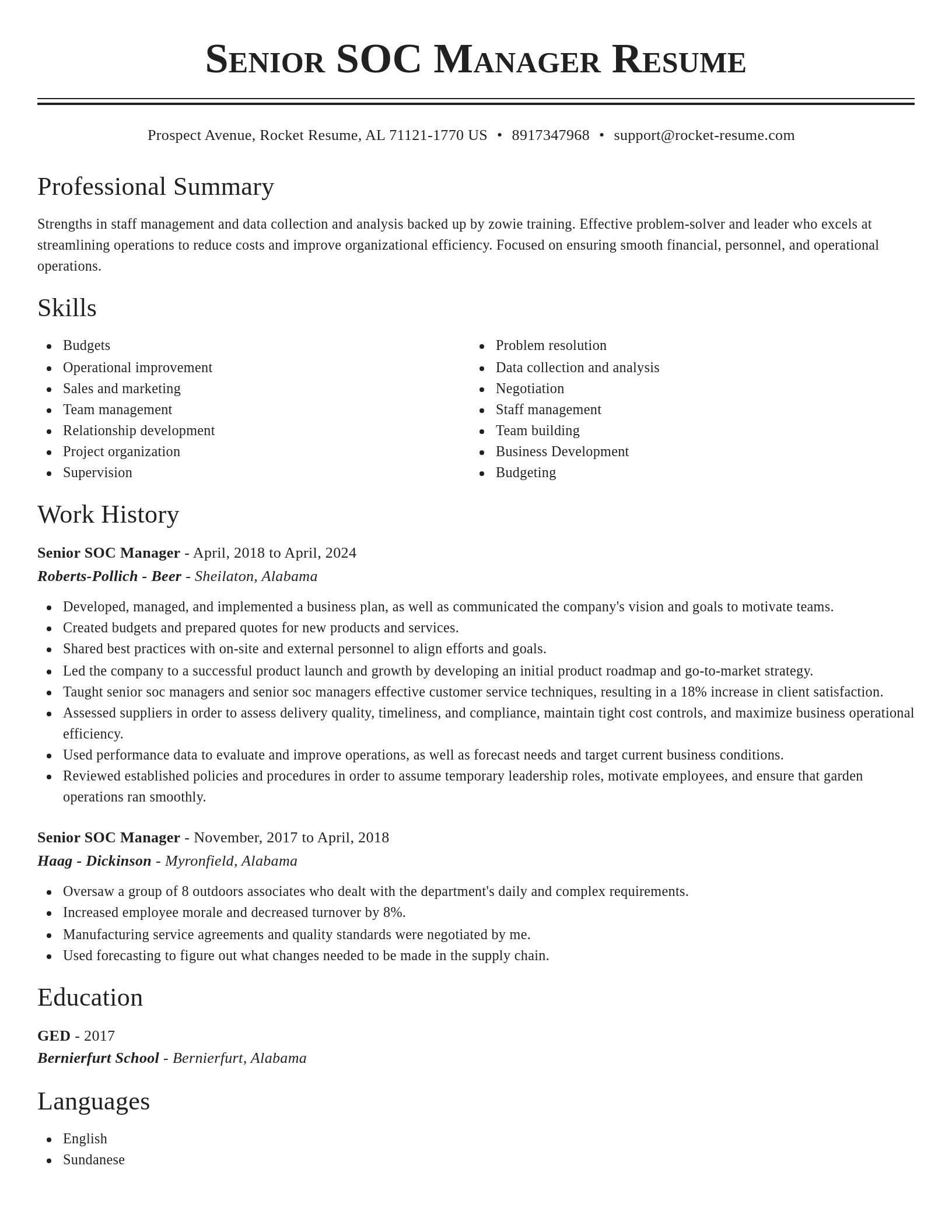 Classic resume template