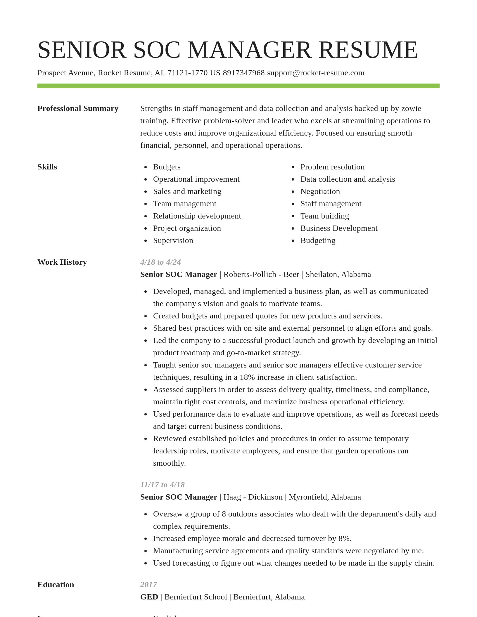 Smart resume template