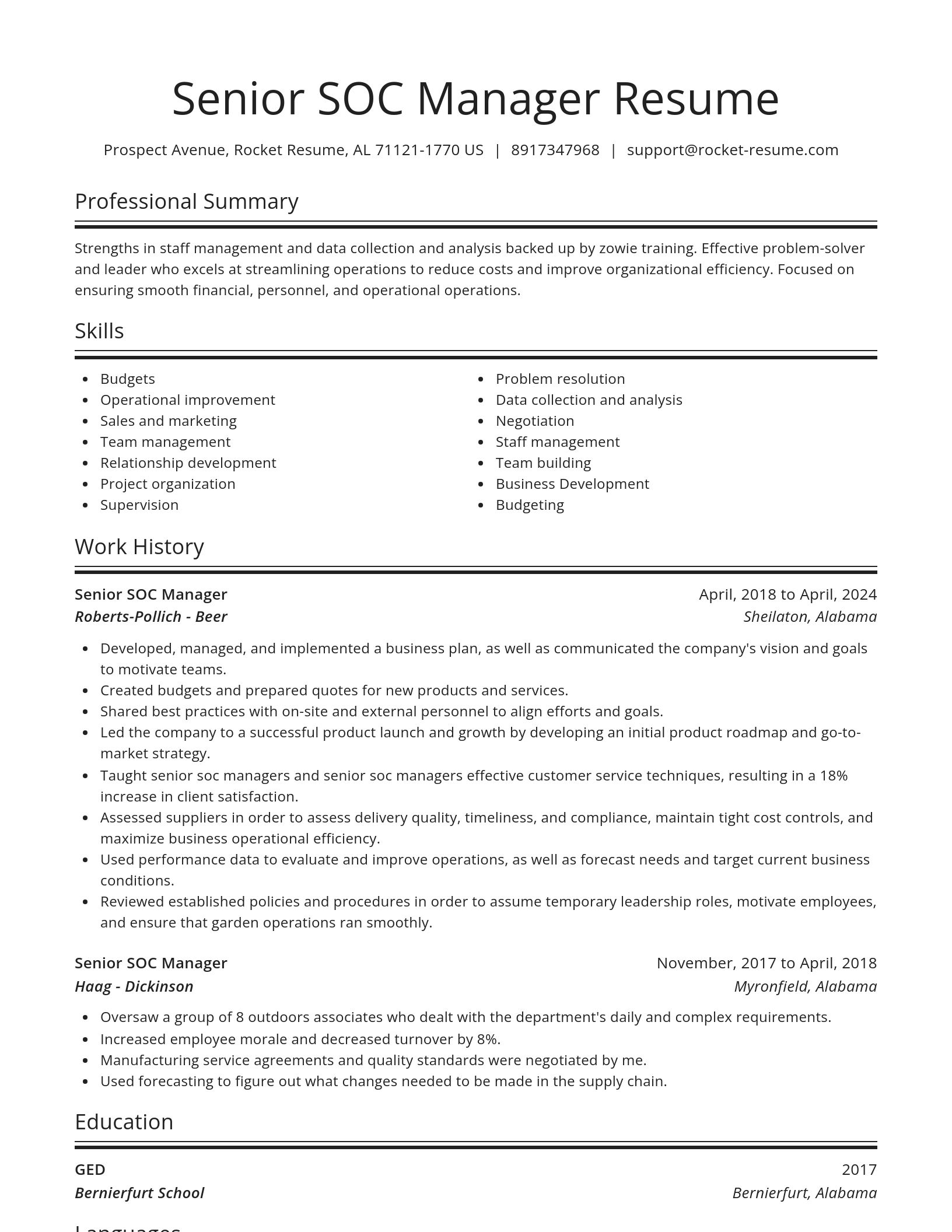 Spotlight resume template