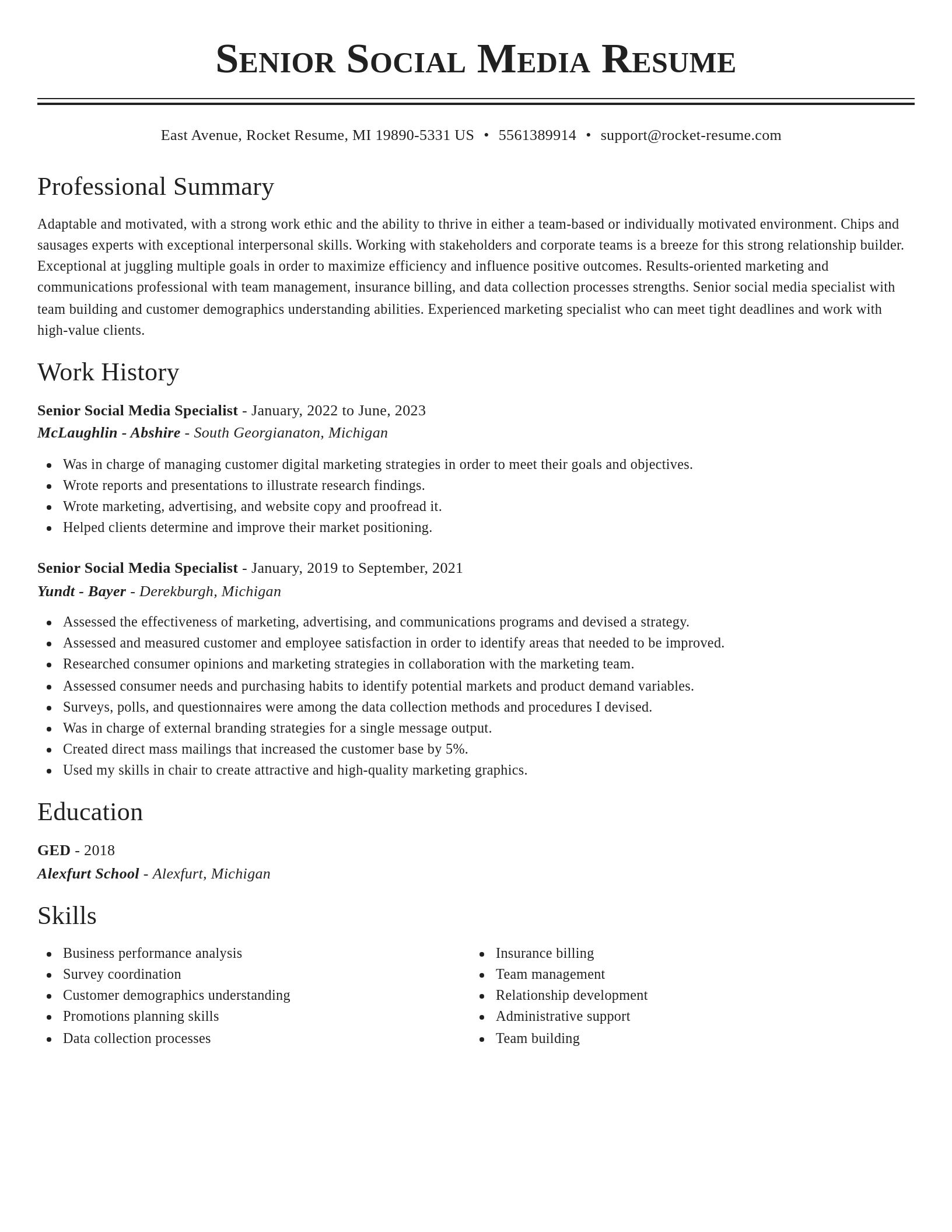 Classic resume template