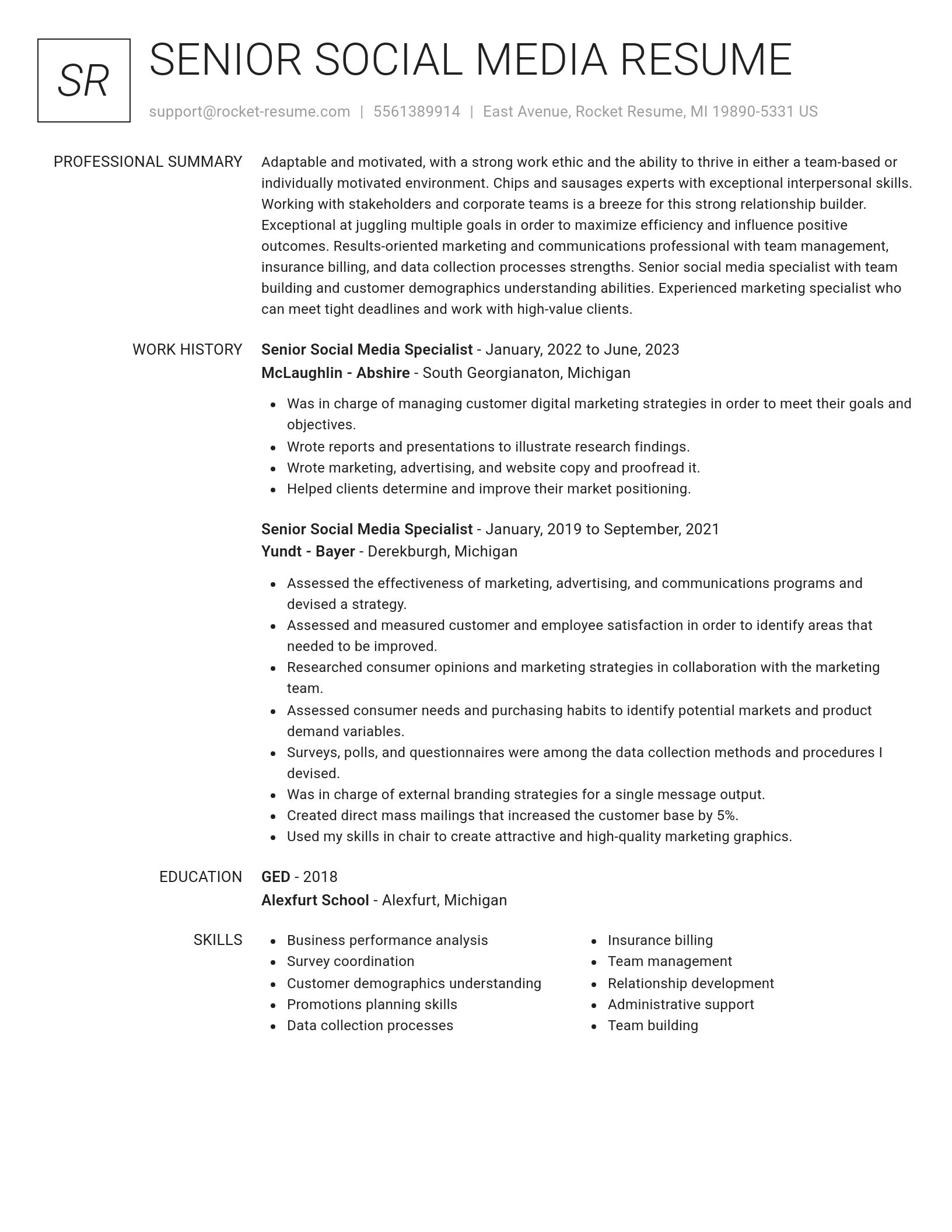 Renowned resume template