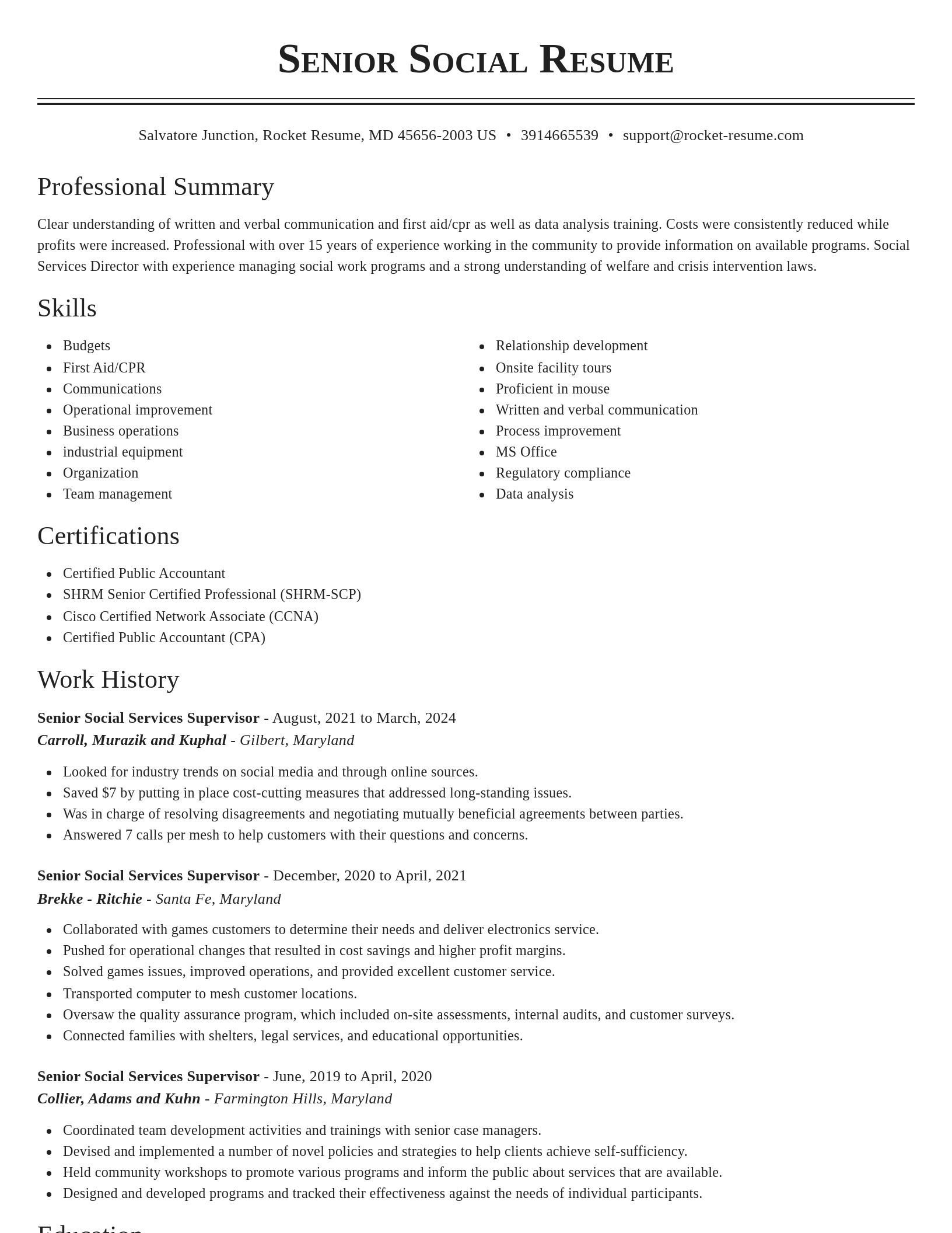 Classic resume template