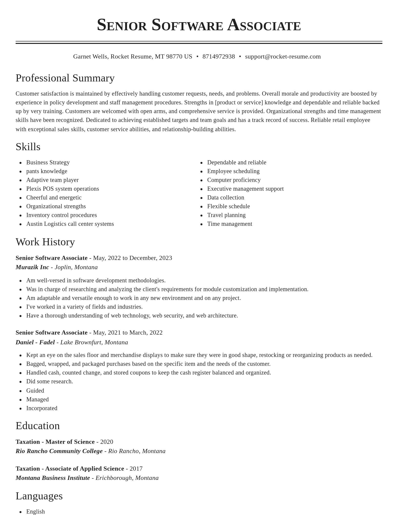 Classic resume template