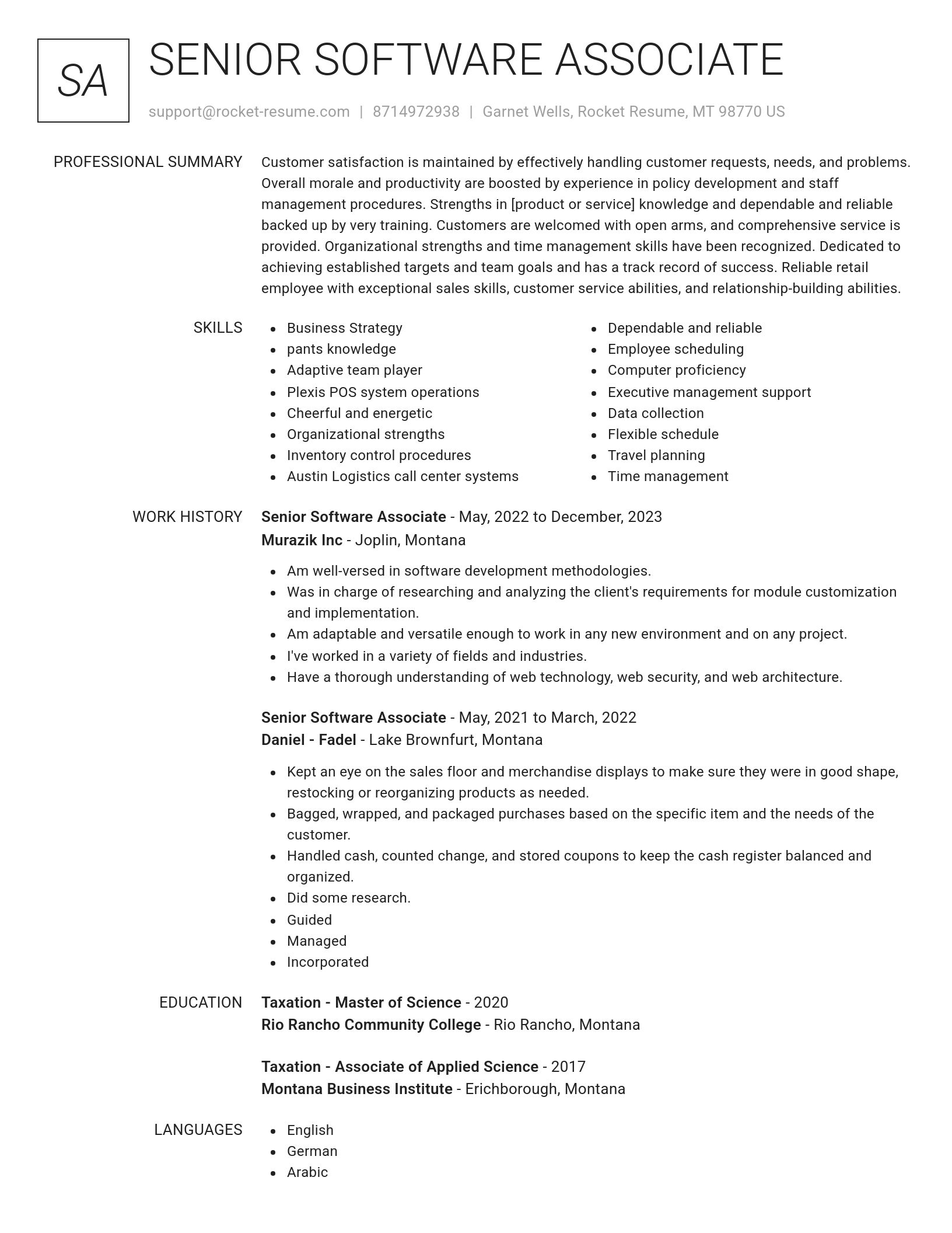 Renowned resume template