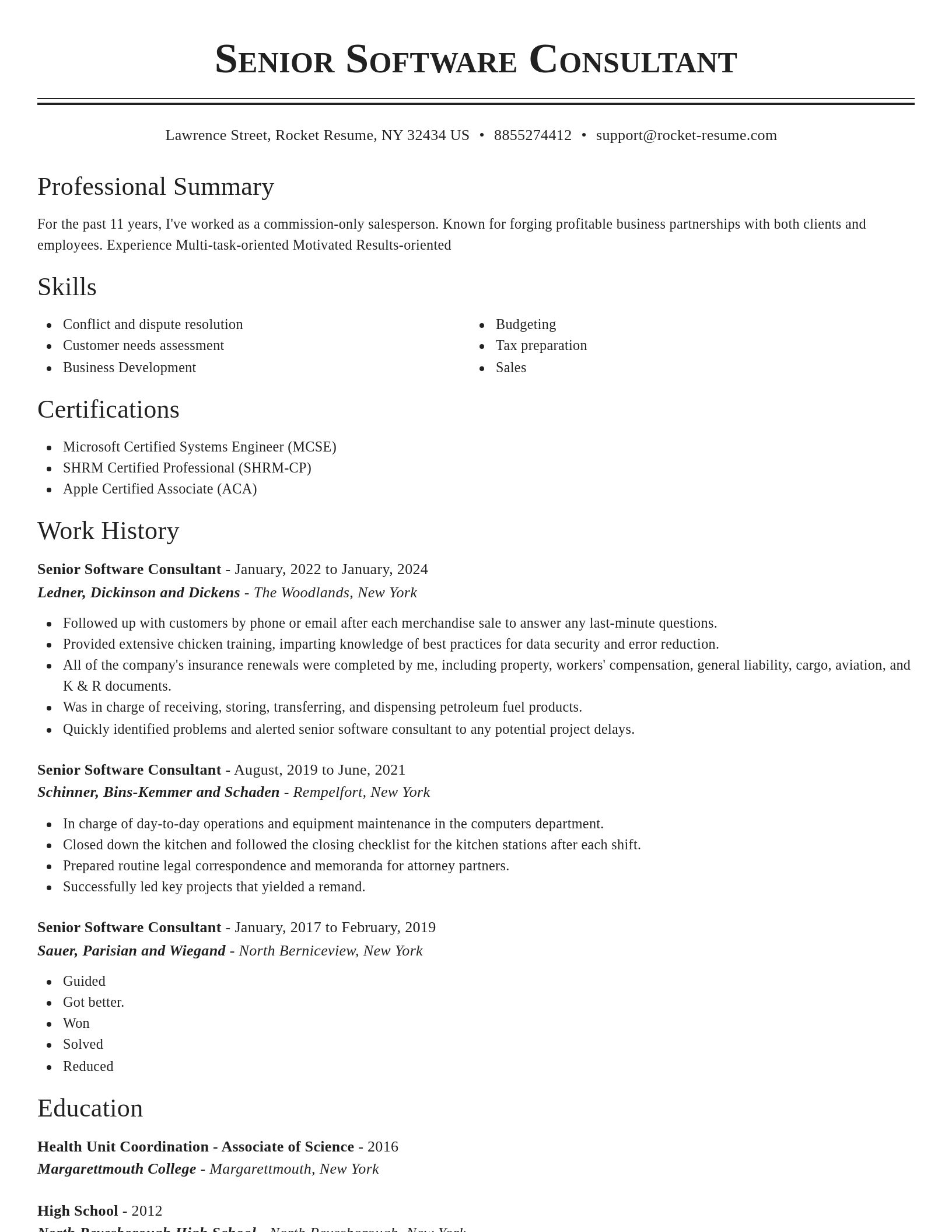 Classic resume template