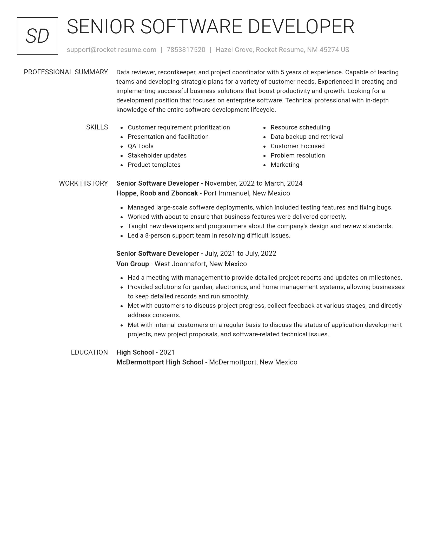 Renowned resume template