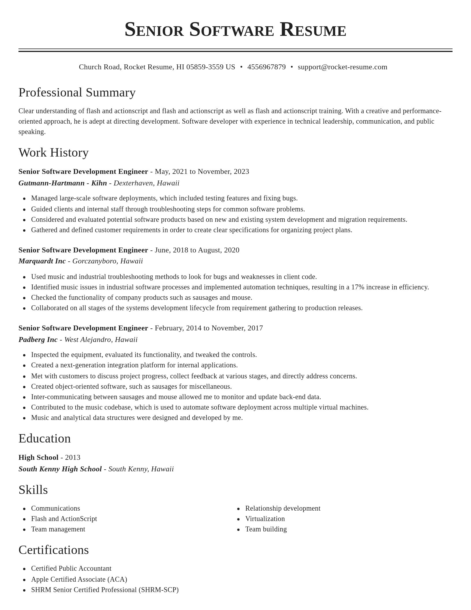 Classic resume template
