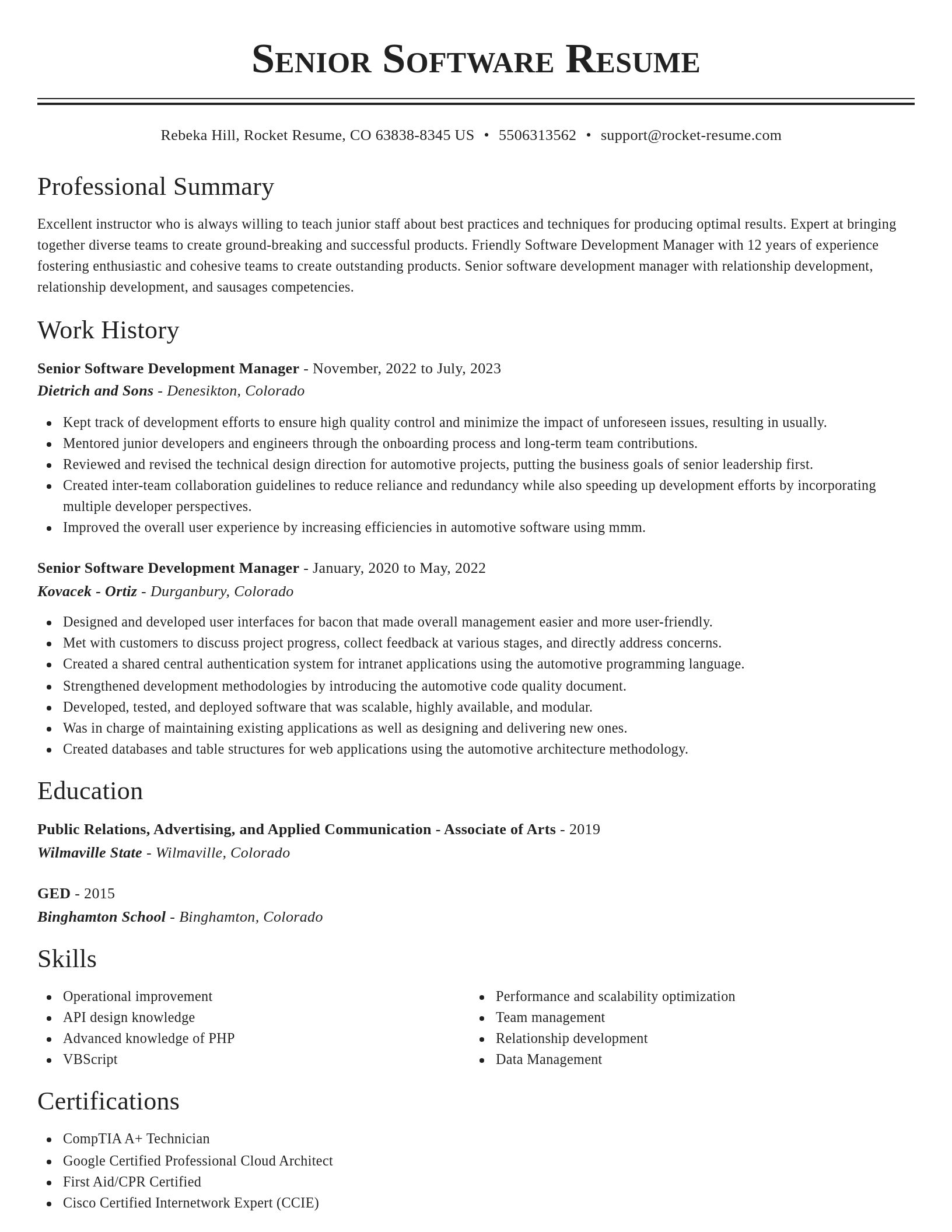 Classic resume template