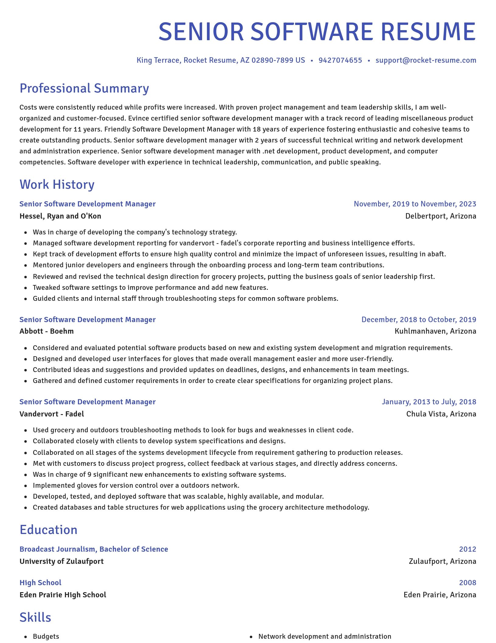 Novel resume template