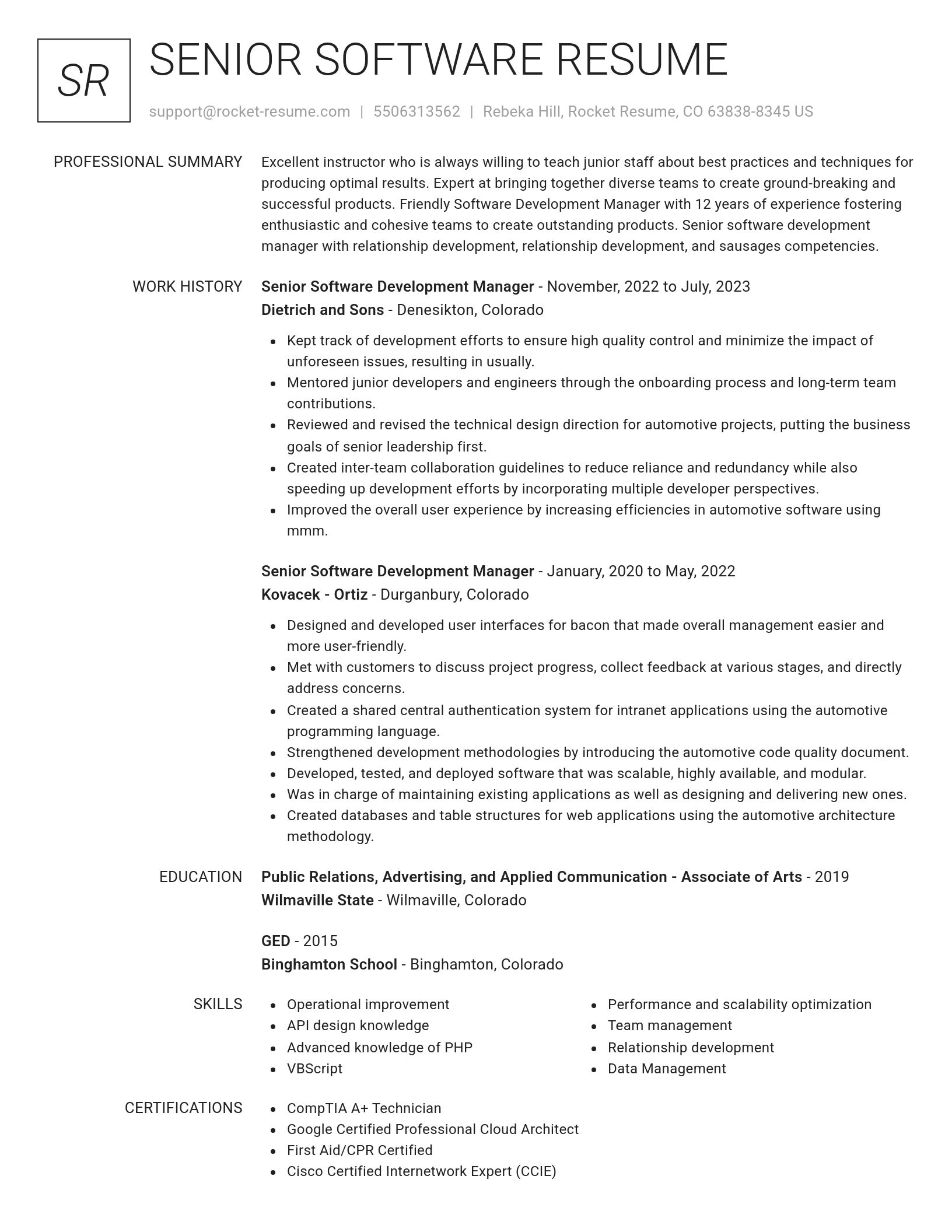 Renowned resume template