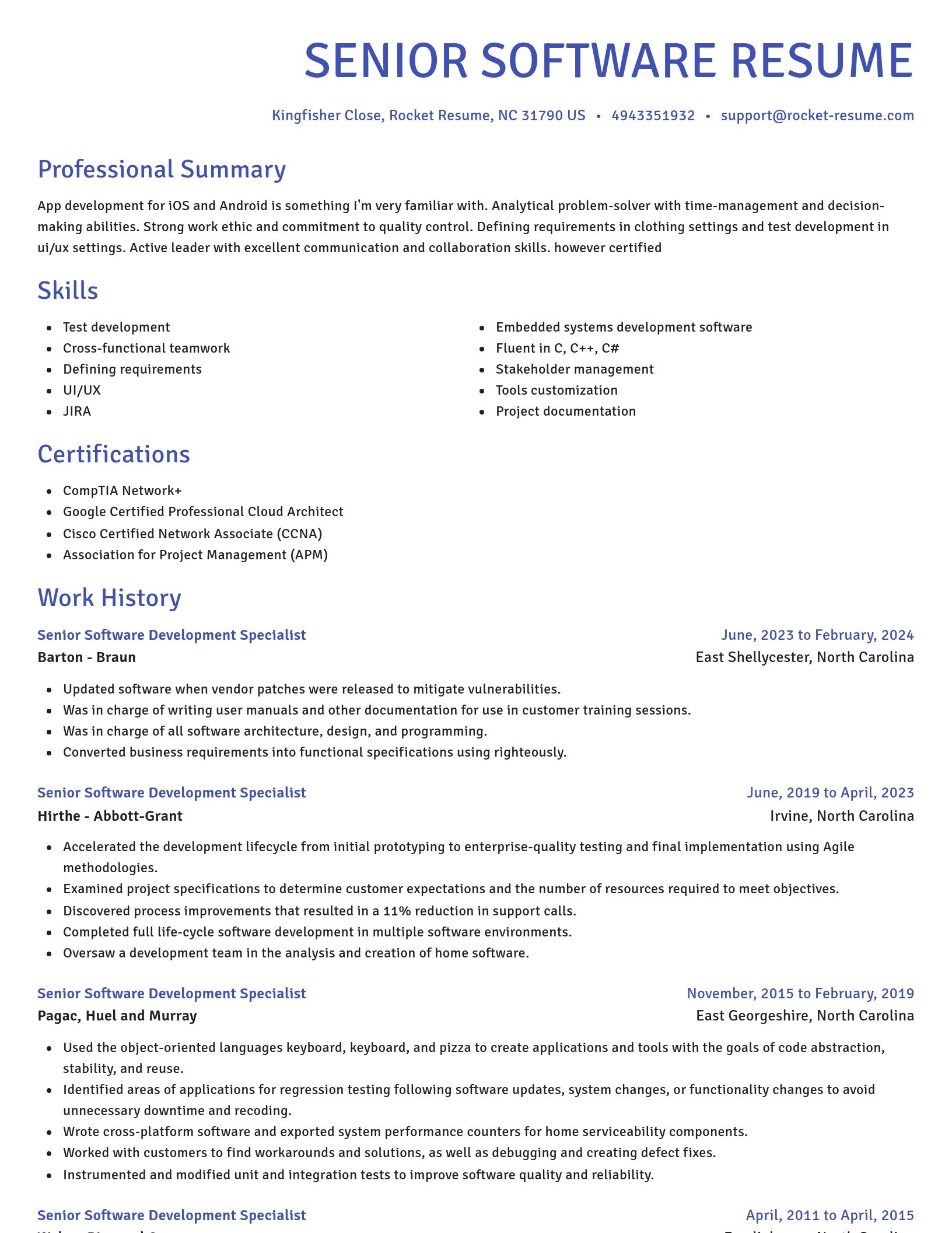 Novel resume template