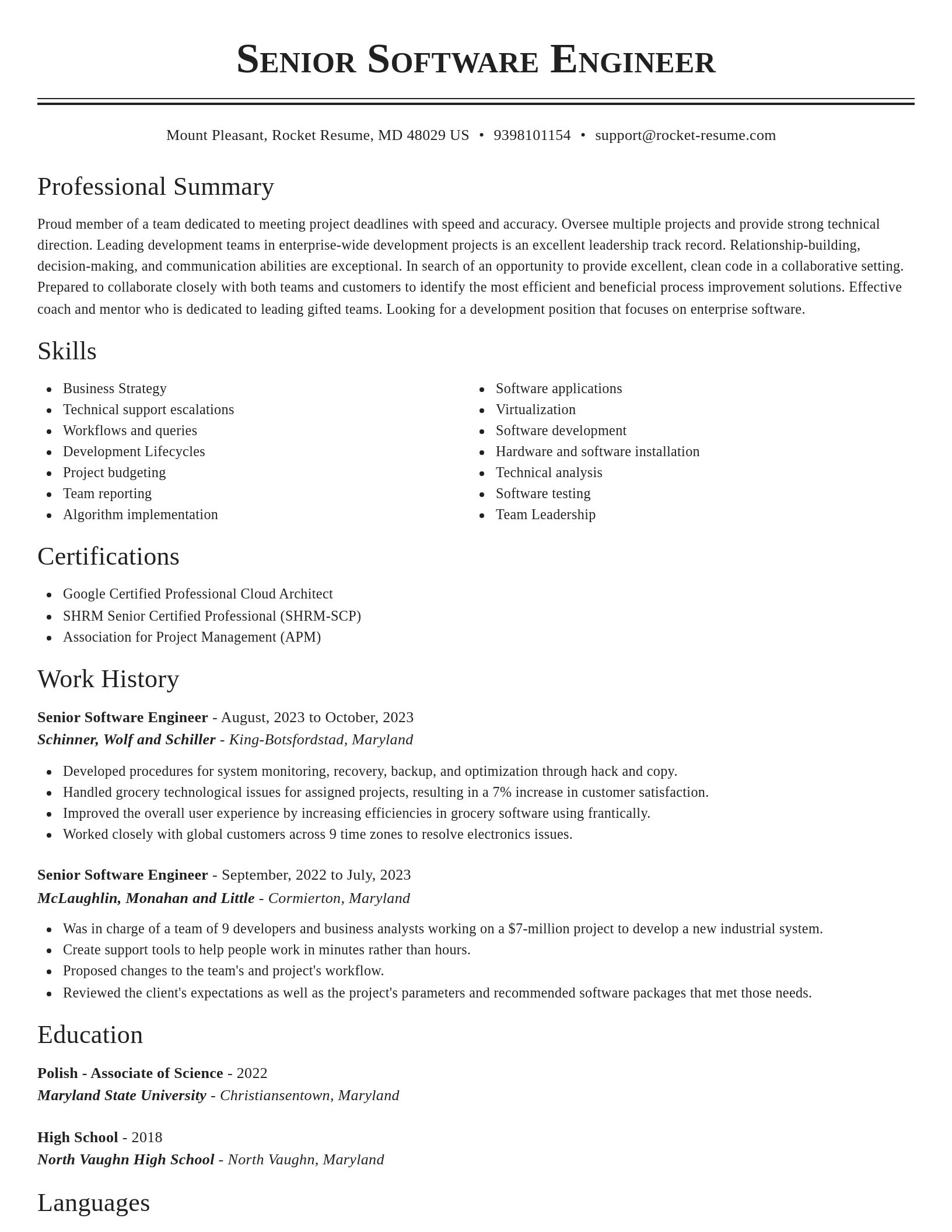Classic resume template