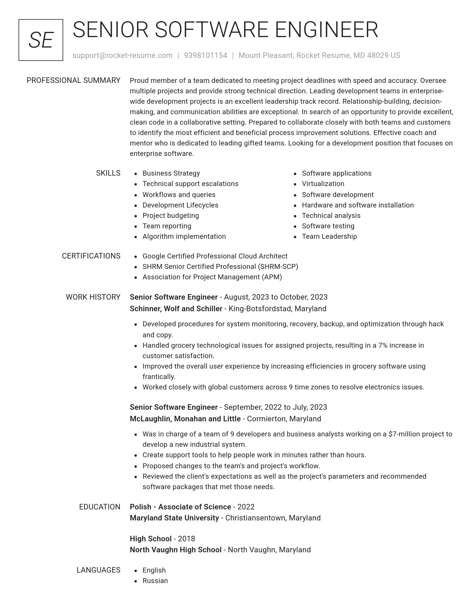 Renowned resume template