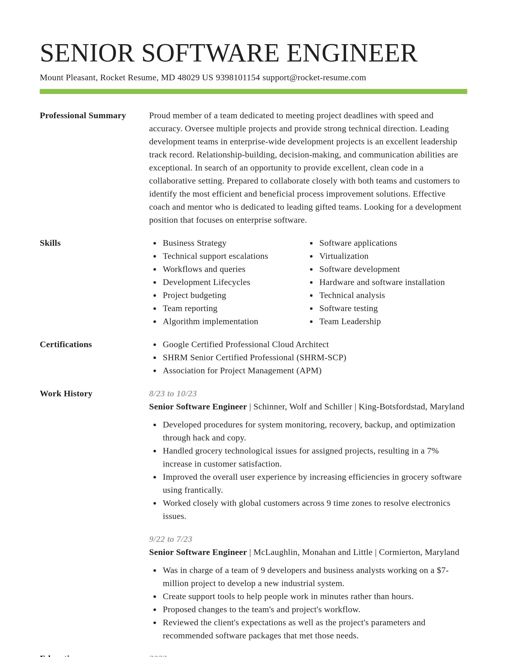 Smart resume template