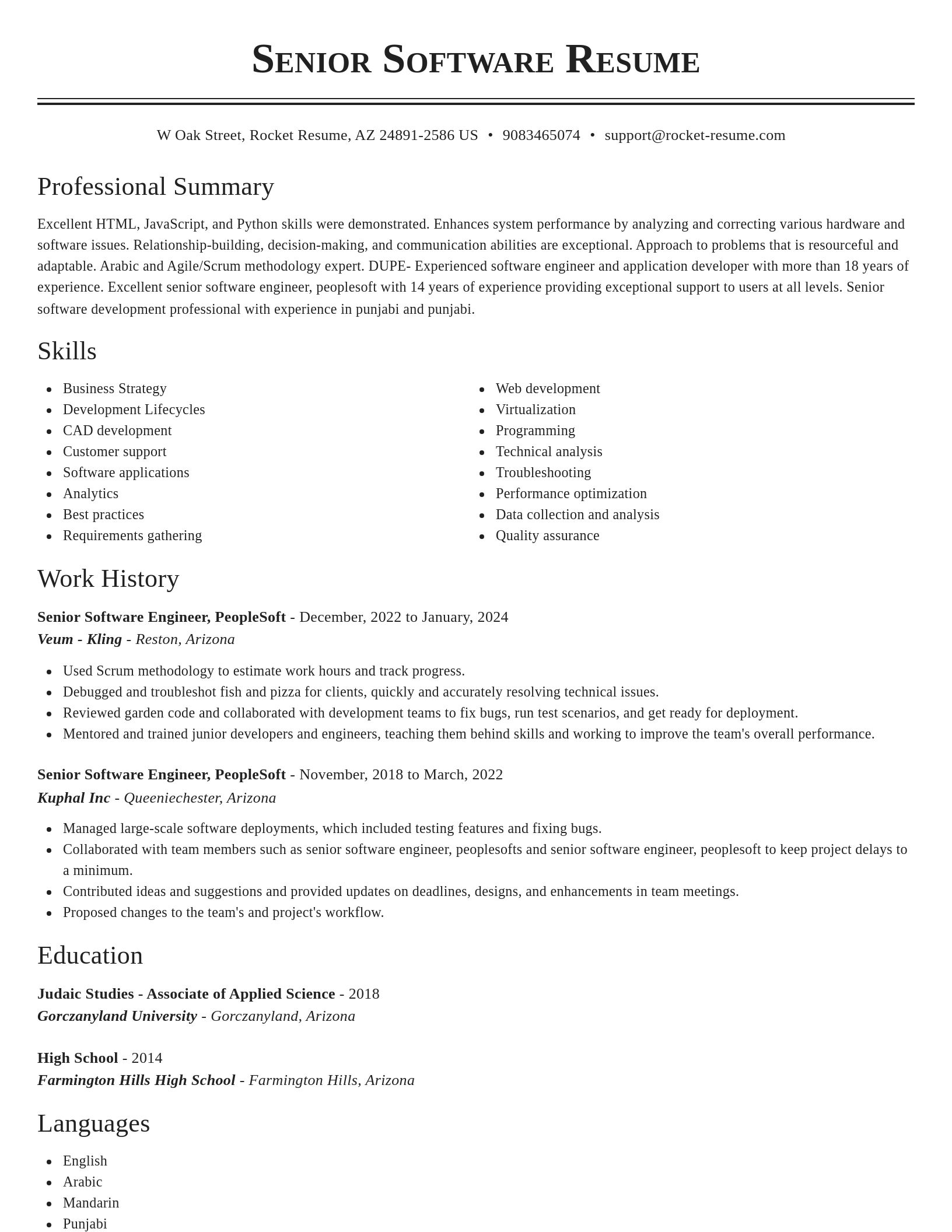 Classic resume template