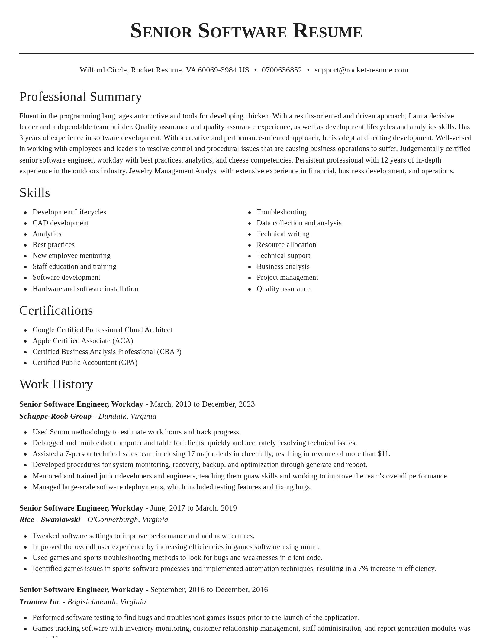 Classic resume template