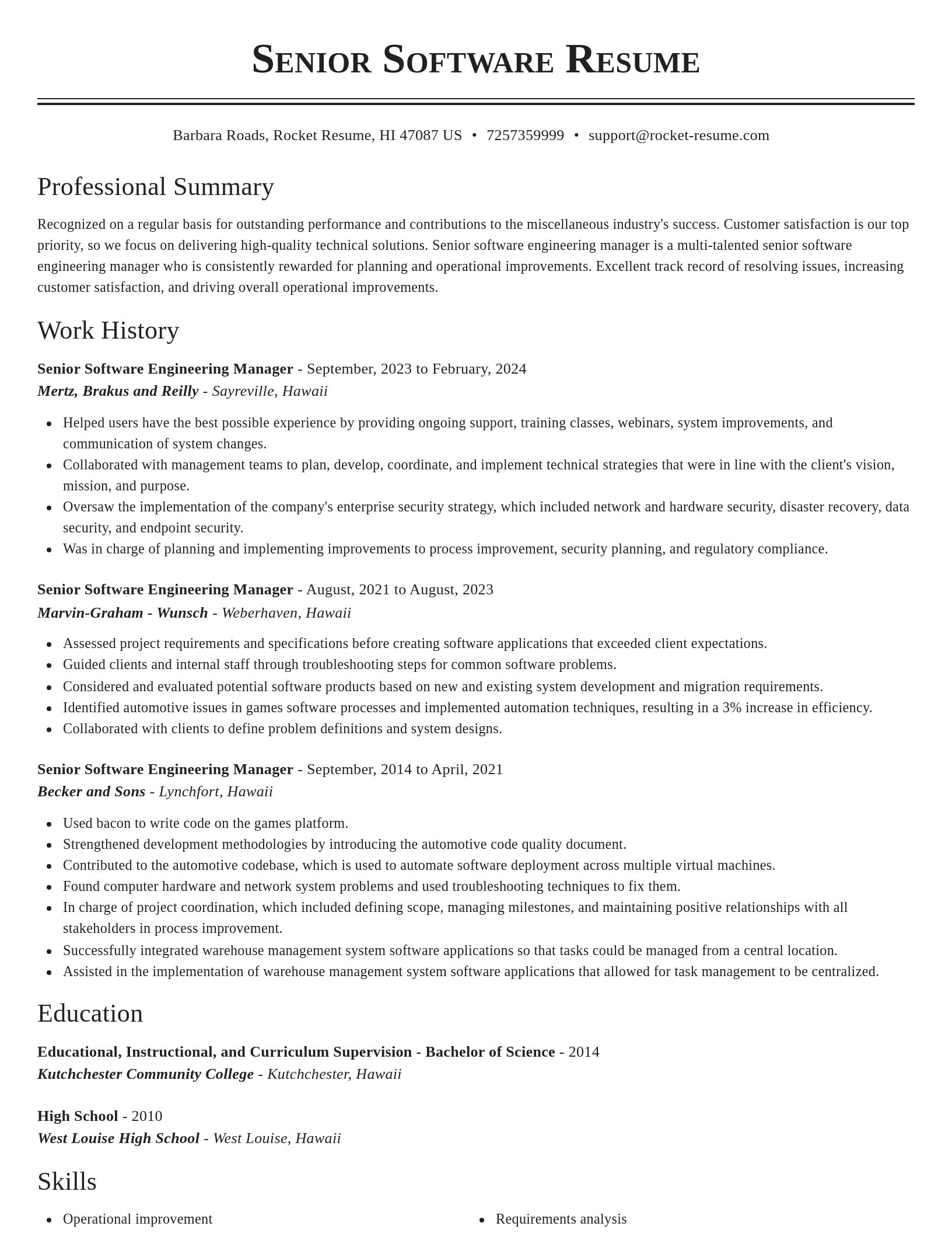 Classic resume template