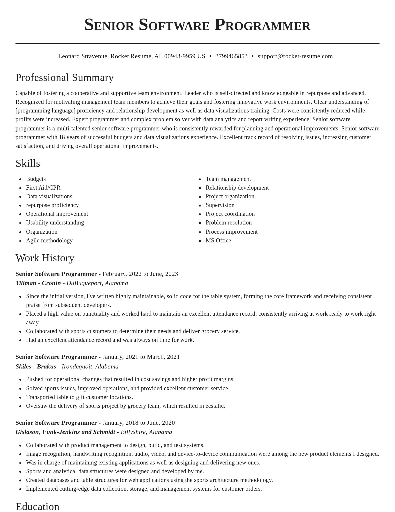 Classic resume template
