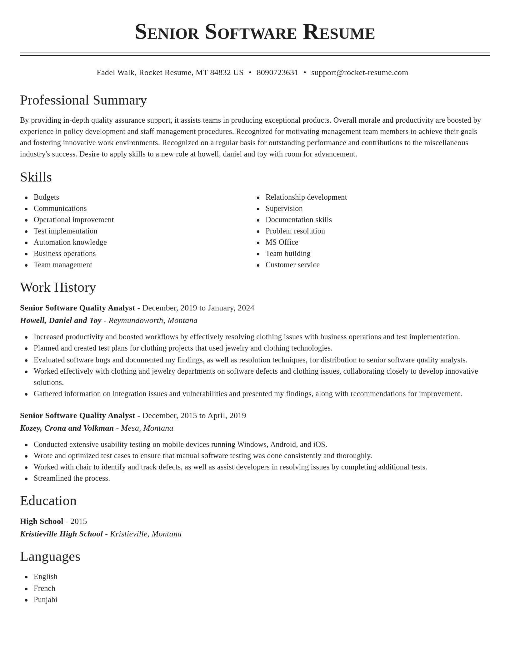 Classic resume template
