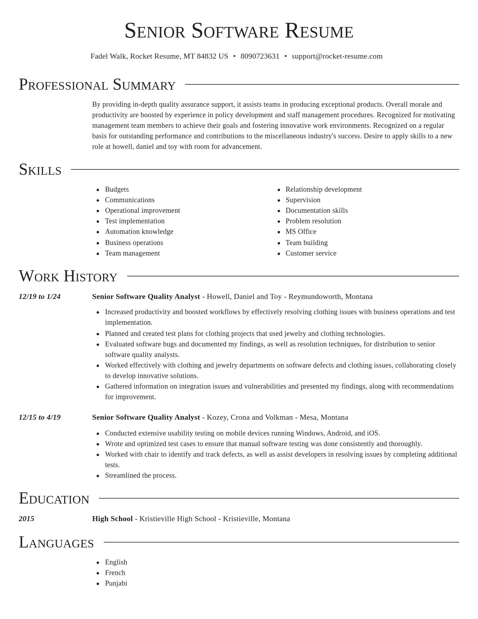 Director resume template