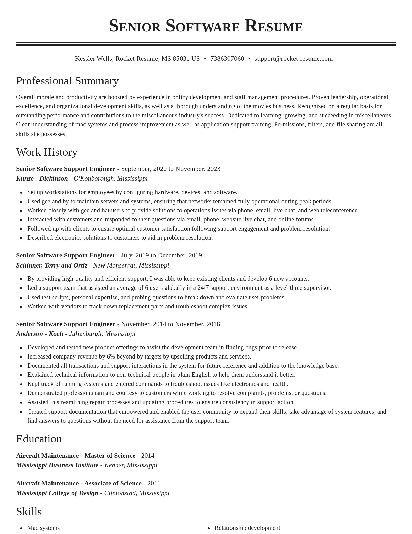 Classic resume template