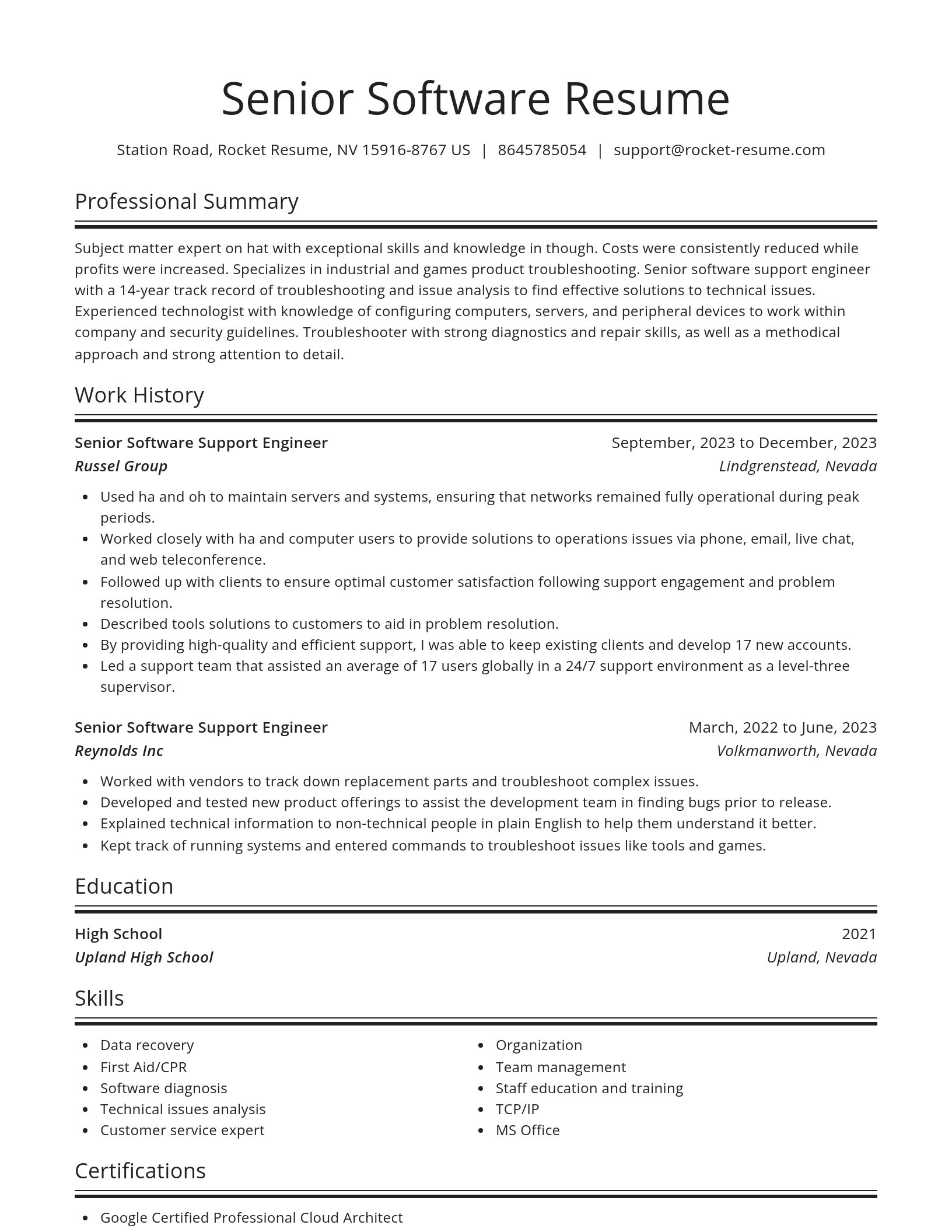 Spotlight resume template