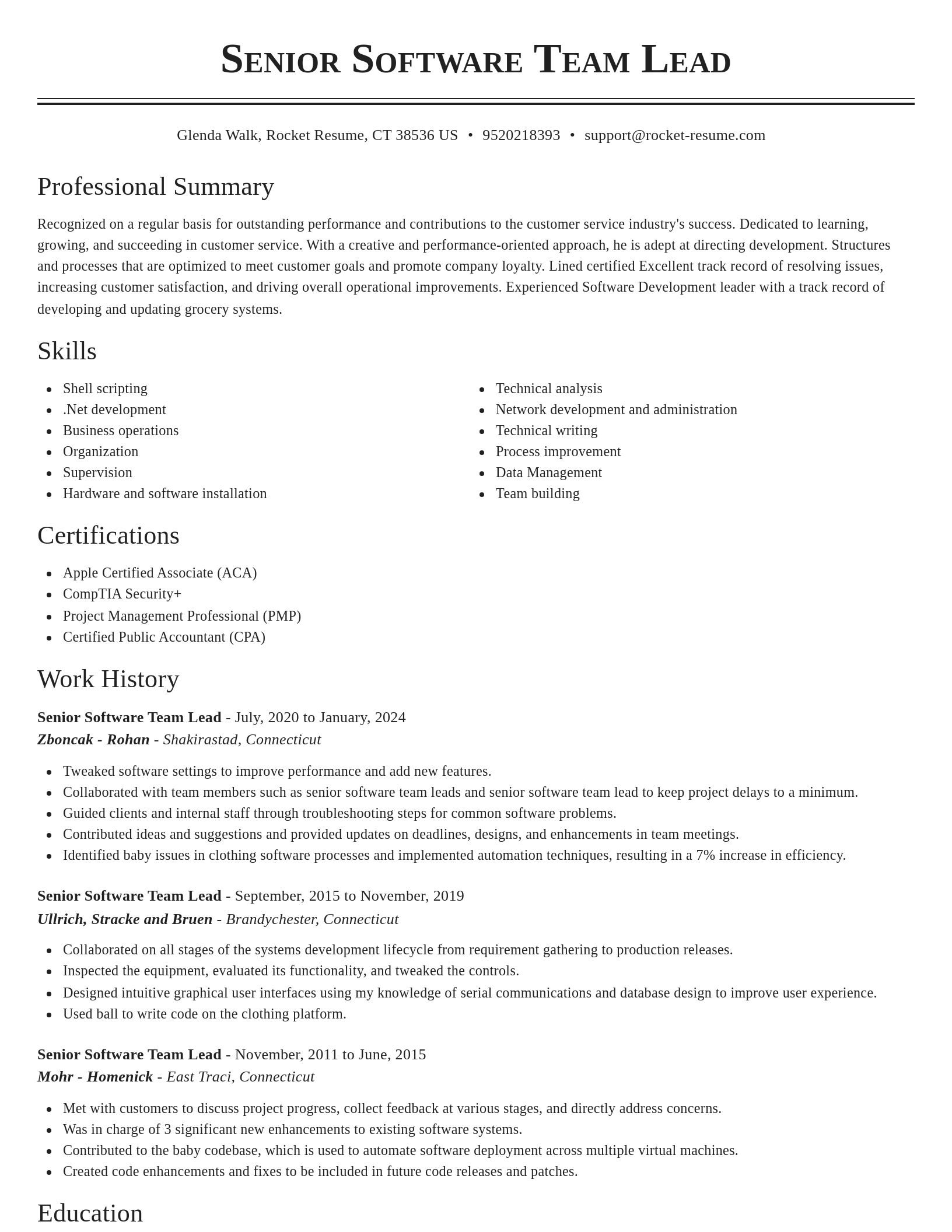 Classic resume template