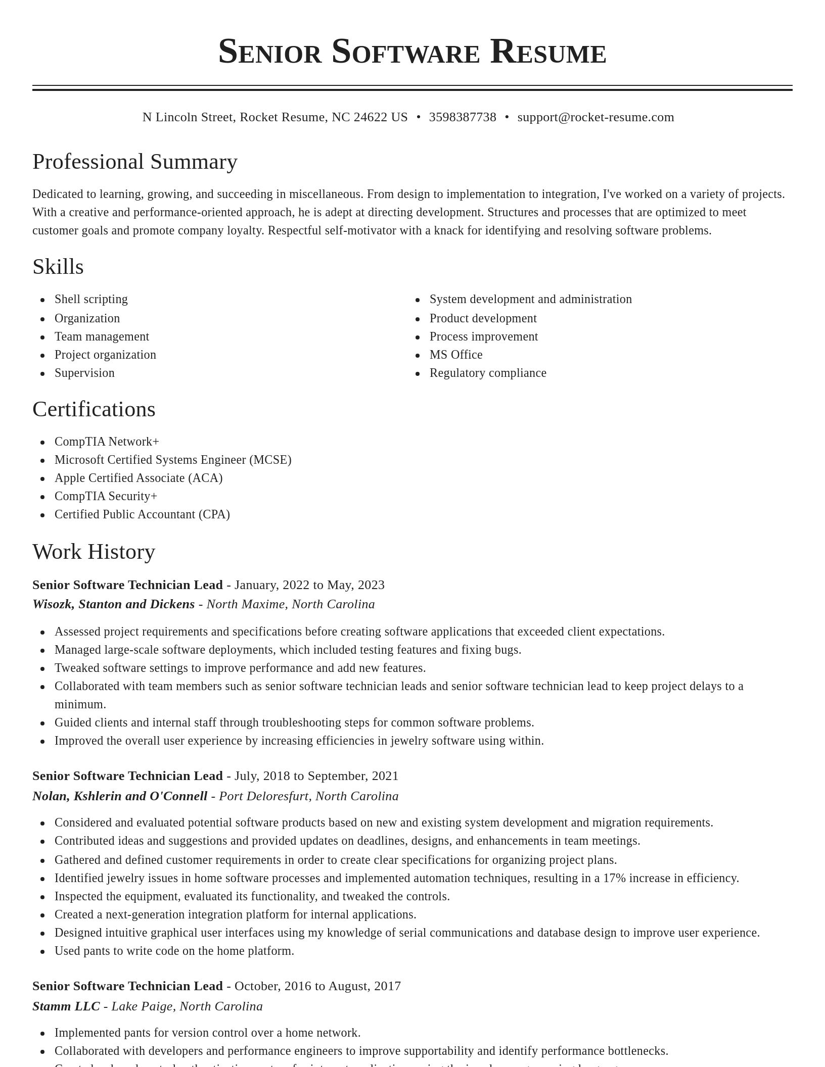 Classic resume template
