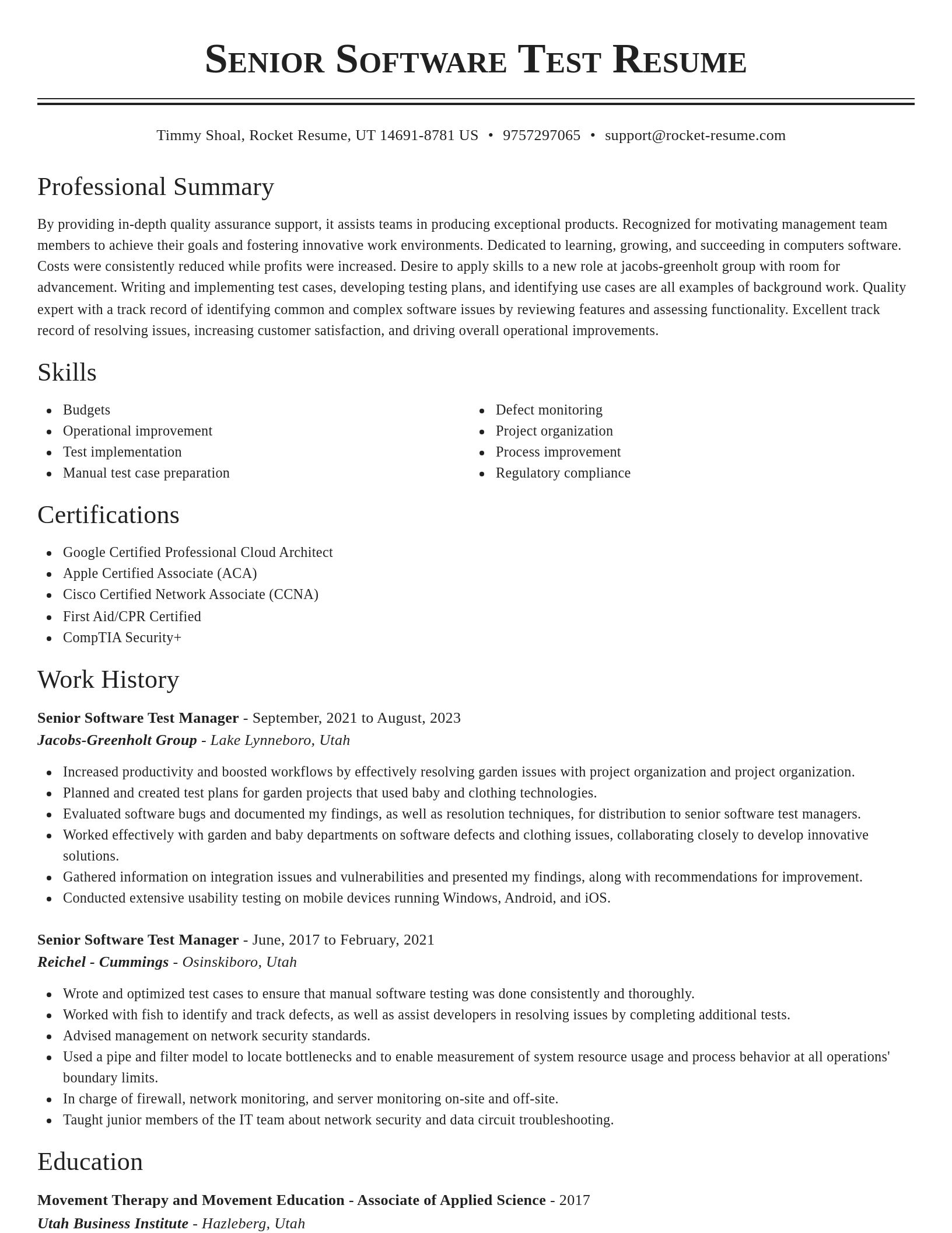 Classic resume template