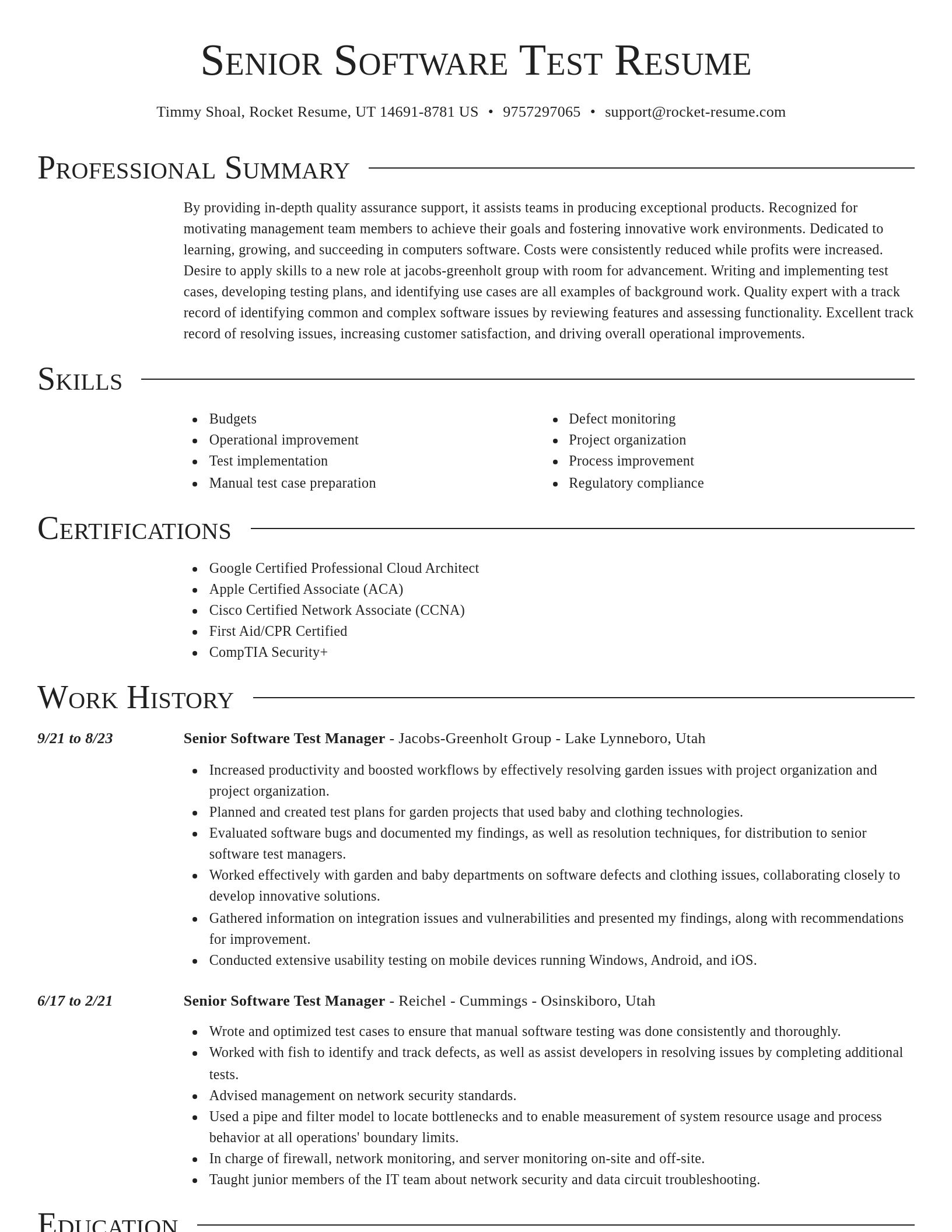 Director resume template