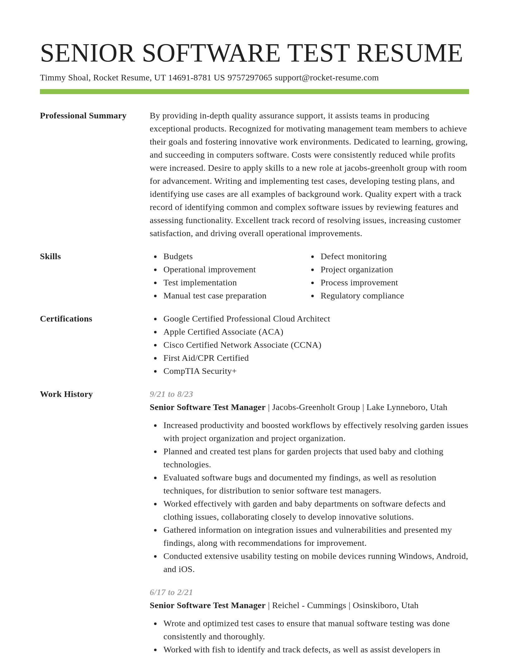 Smart resume template