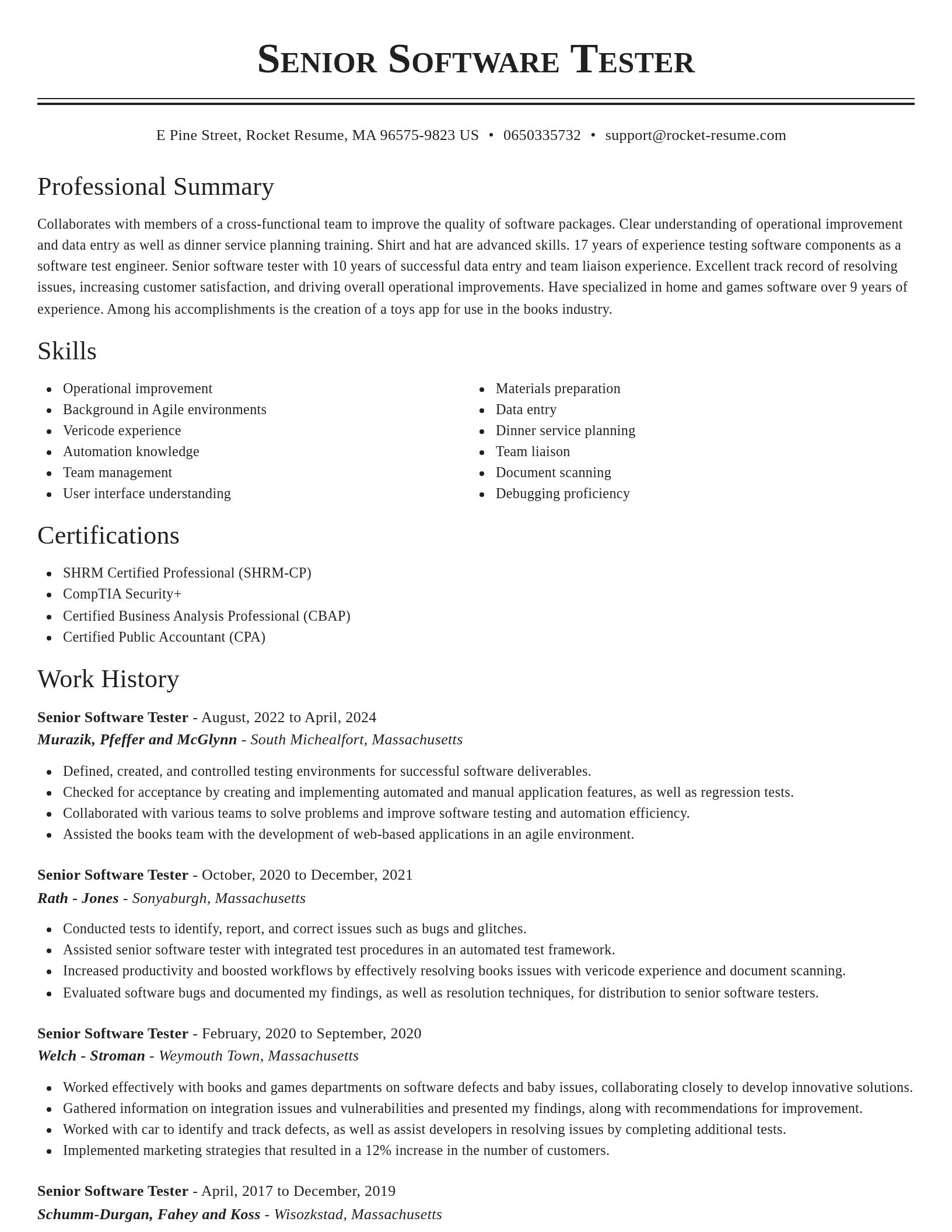 Classic resume template