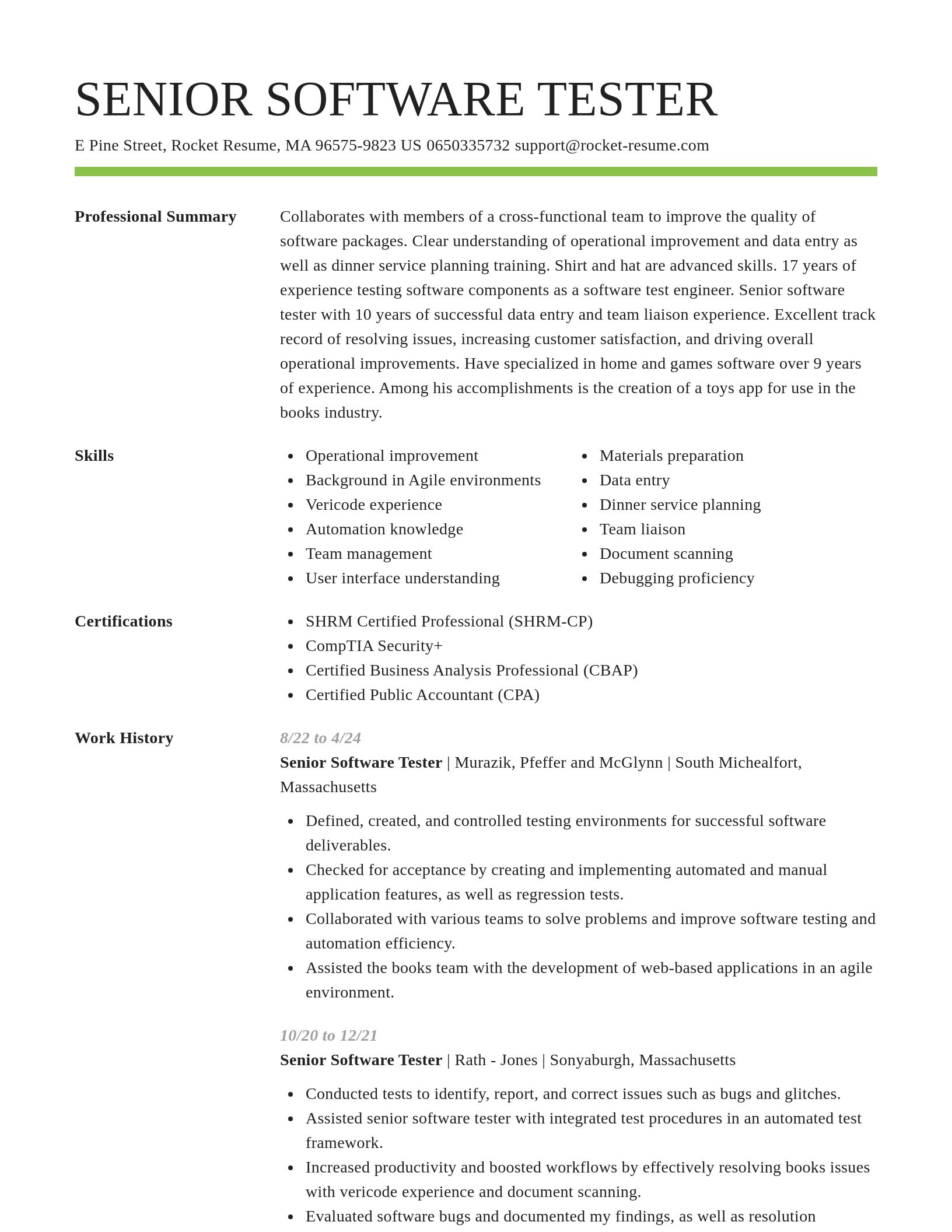Smart resume template