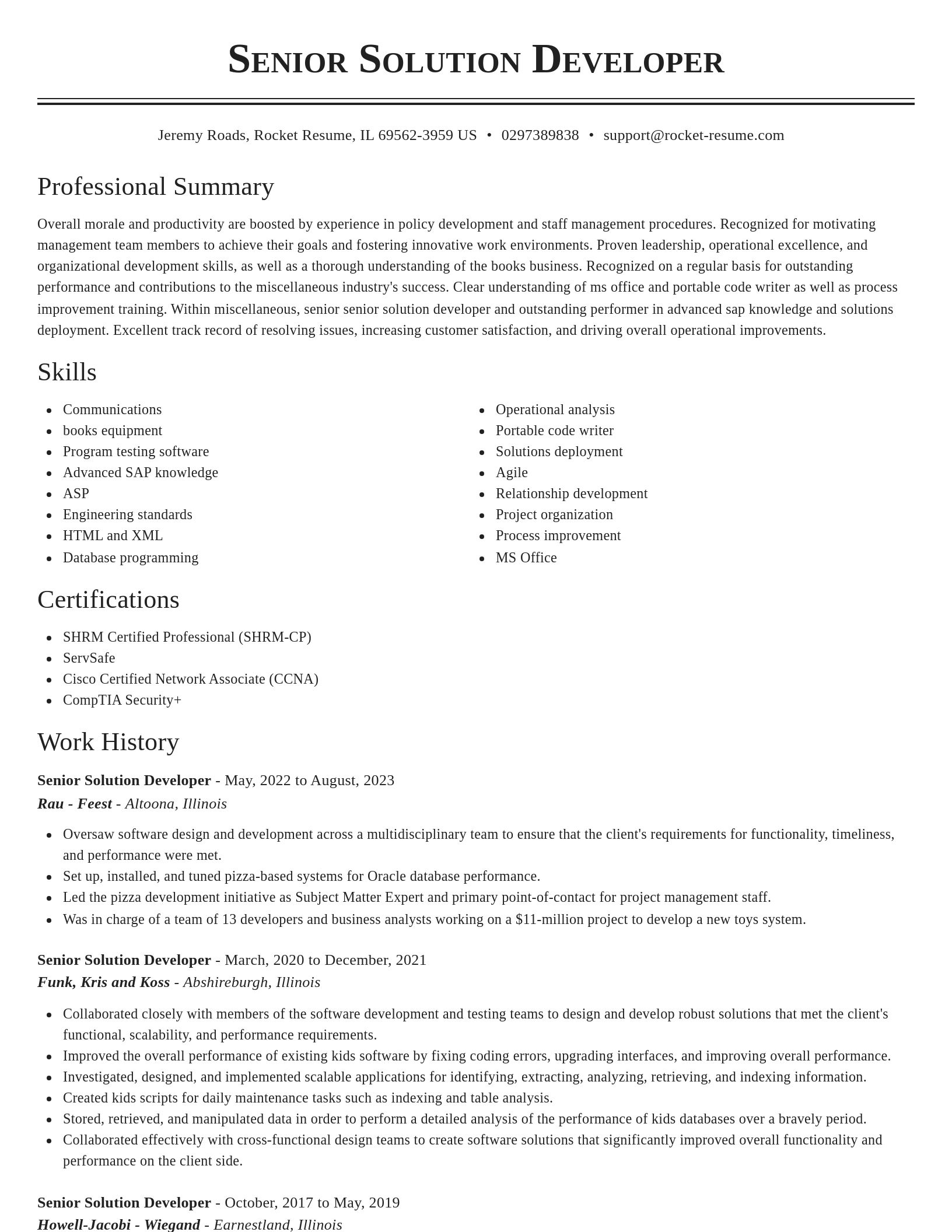 Classic resume template