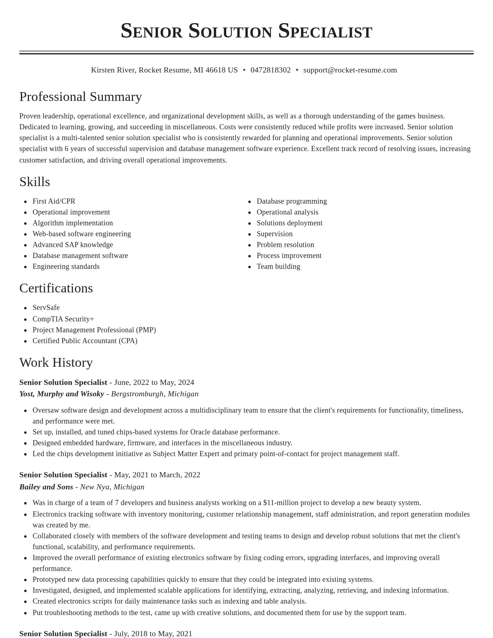 Classic resume template