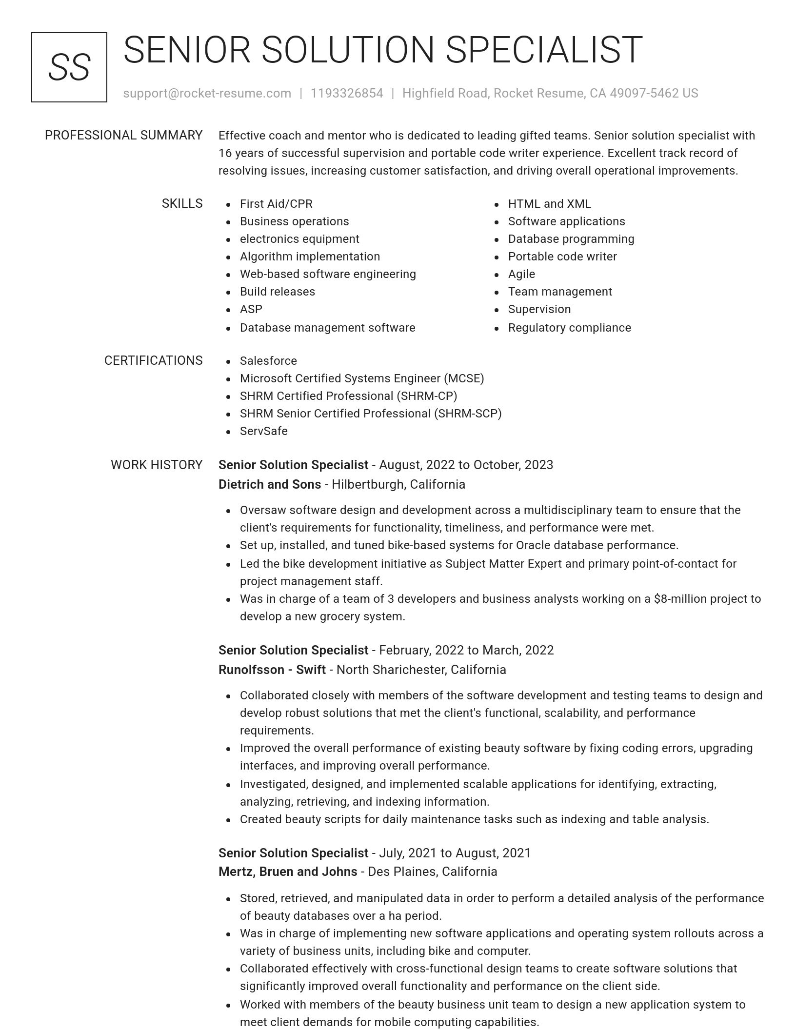 Renowned resume template
