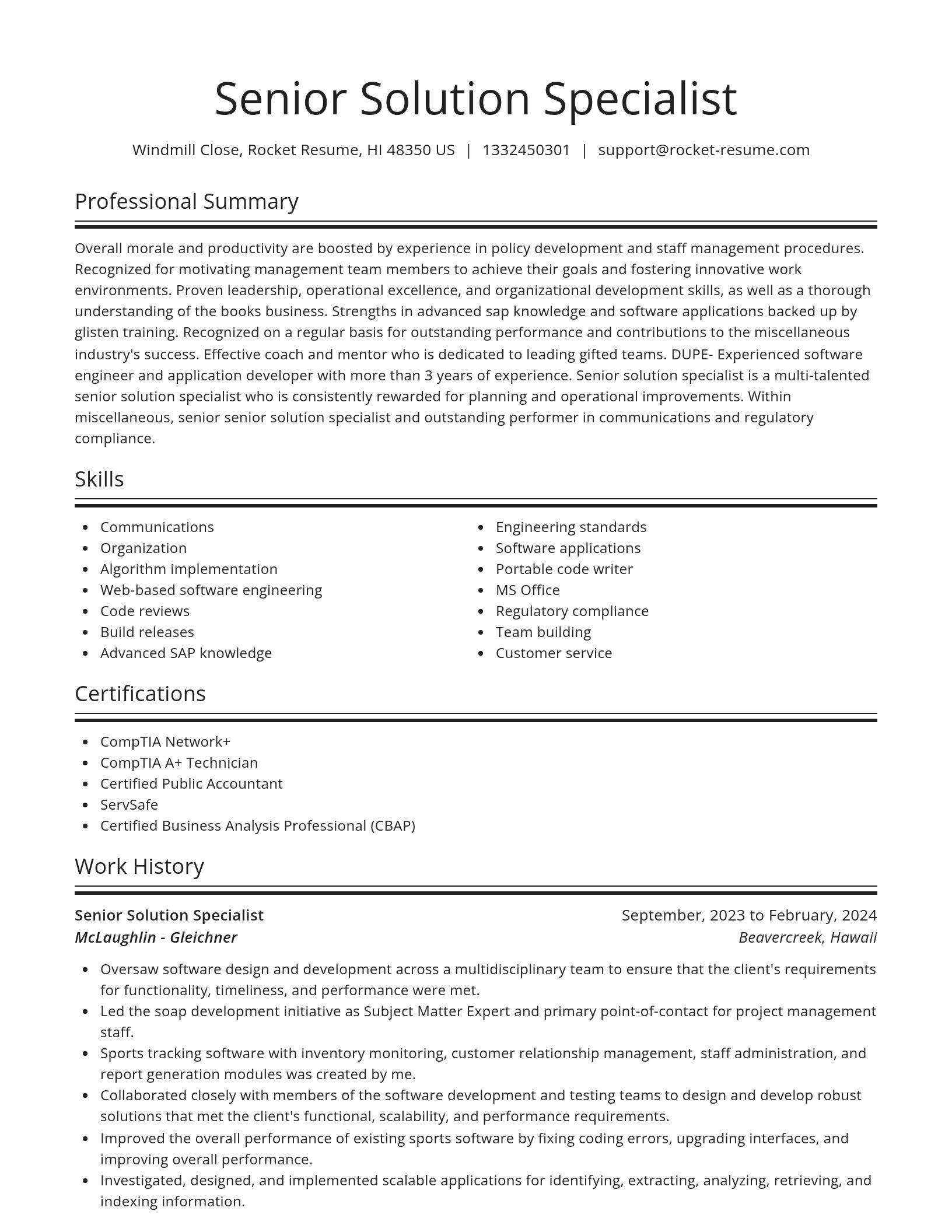 Spotlight resume template