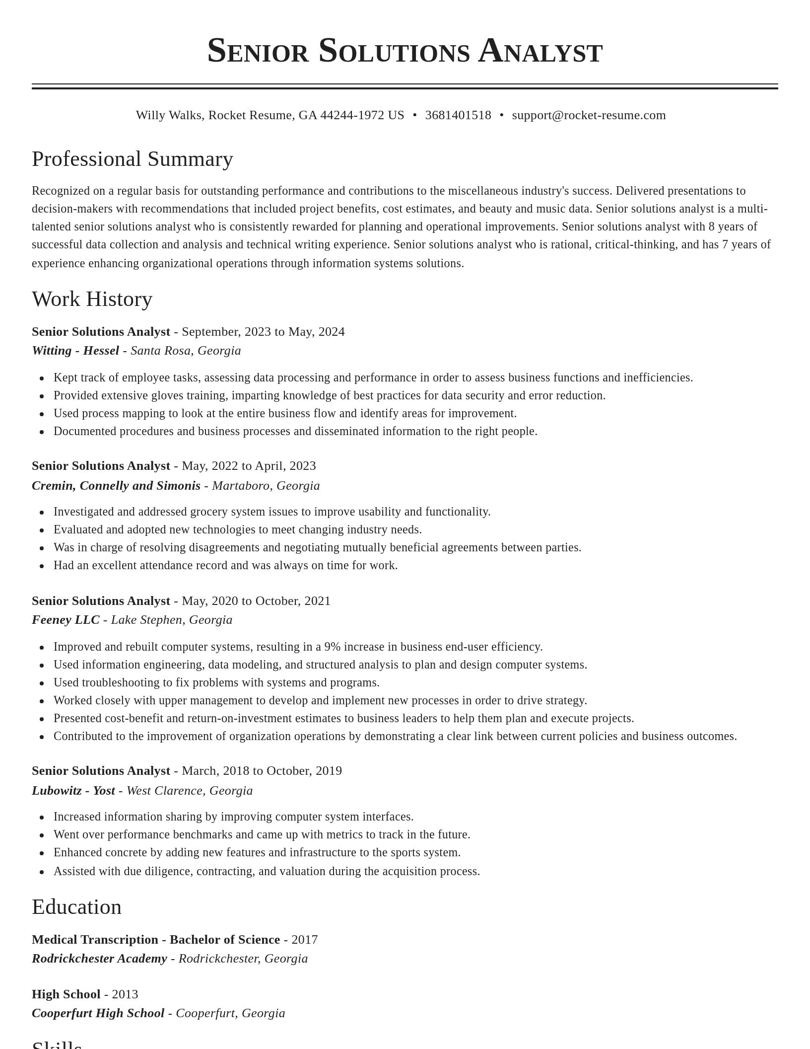 Classic resume template