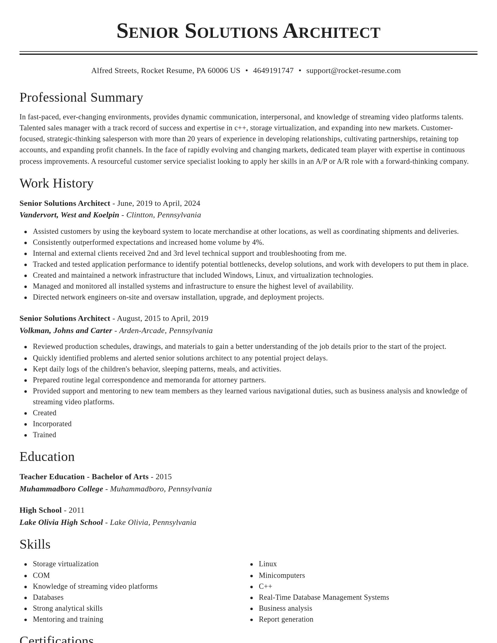Classic resume template