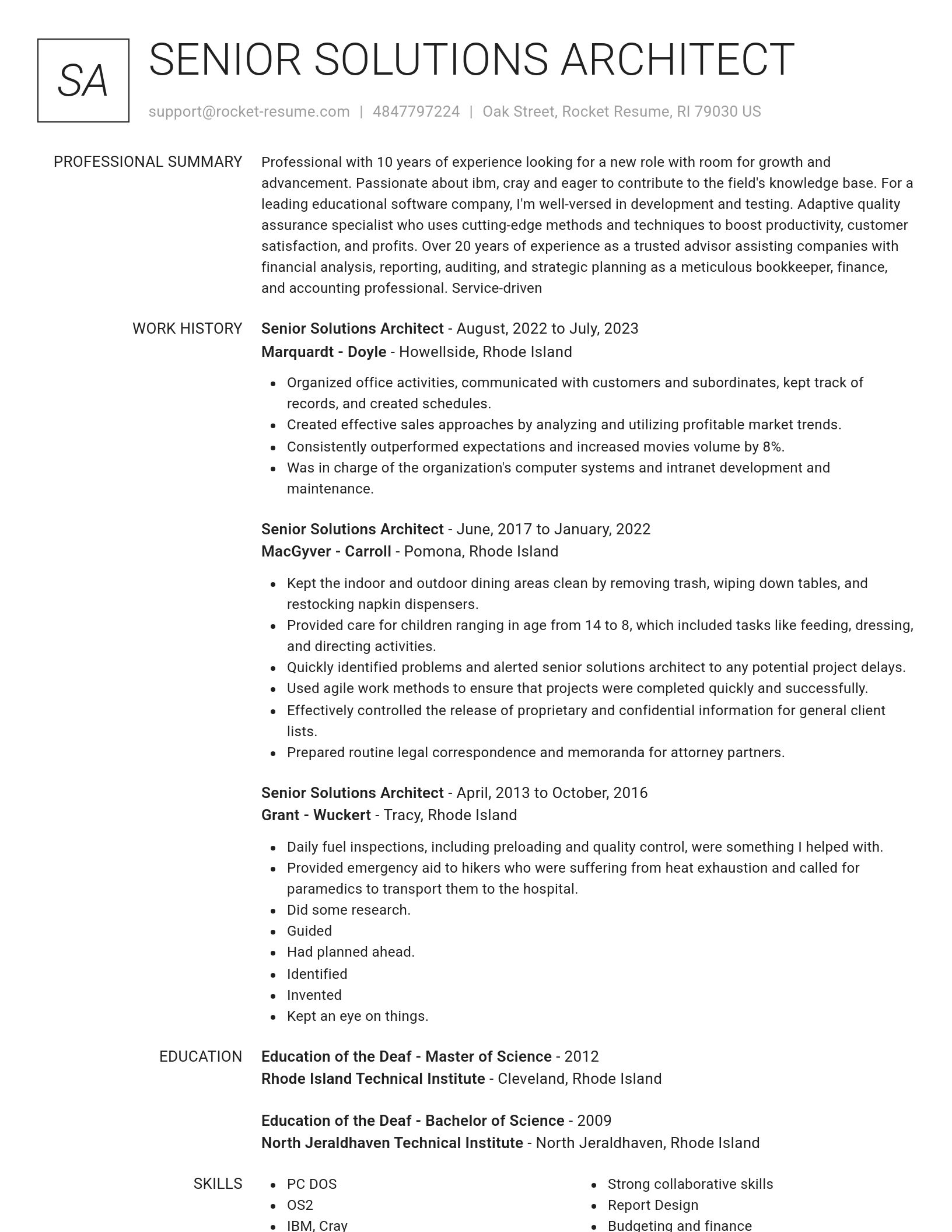 Renowned resume template